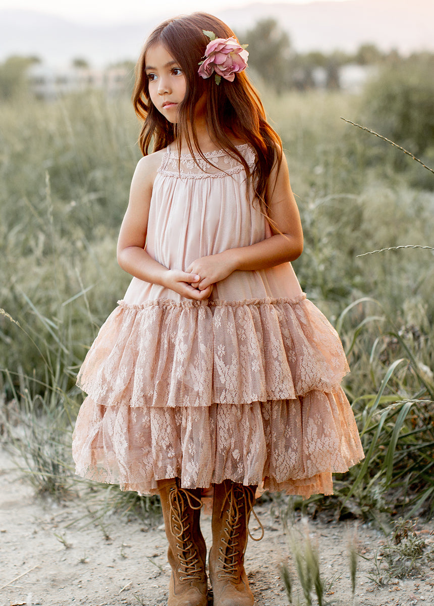 Stylish Catrina Dress in Desert Shell - Elegant Floral Maxi Dress for Women | Perfect for Parties, Weddings & Summer Outfits