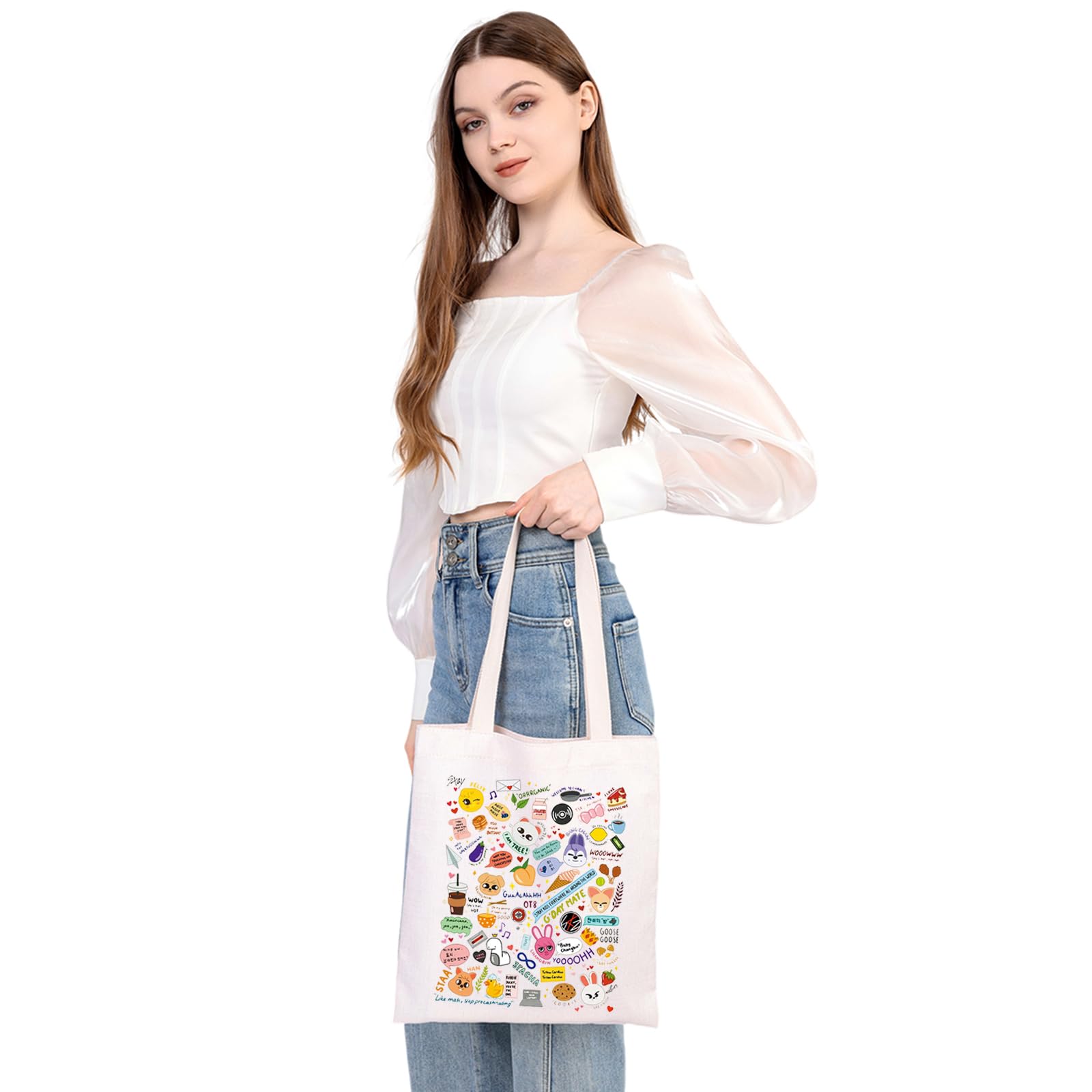 MEIKIUP K-POP Group Makeup Bag - Cute Cosmetic Pouch for K-POP Fans & K-Drama Lovers - Perfect Gift for STAY Fandom - Travel-Friendly Around The World Tote Bag - Ideal for Concerts, Travel & Daily Makeup Storage