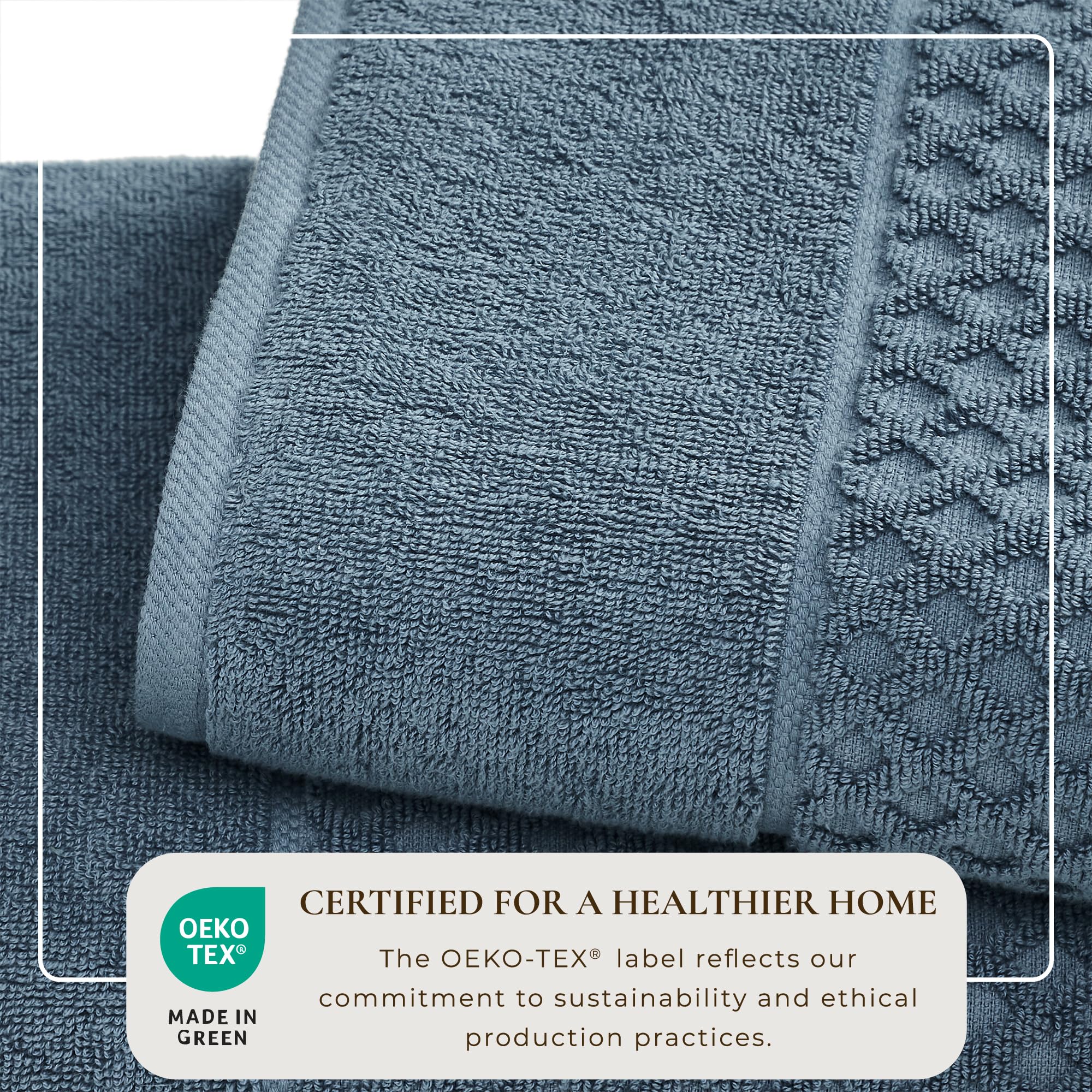 Premium 100% Cotton Bath Towels Set of 4 - Ultra Absorbent & Quick-Dry 54x27 Inch Blue Bath Towels for Spa, Gym & Luxury Bathroom | Great Bay Home Soft & Durable Towel Collection