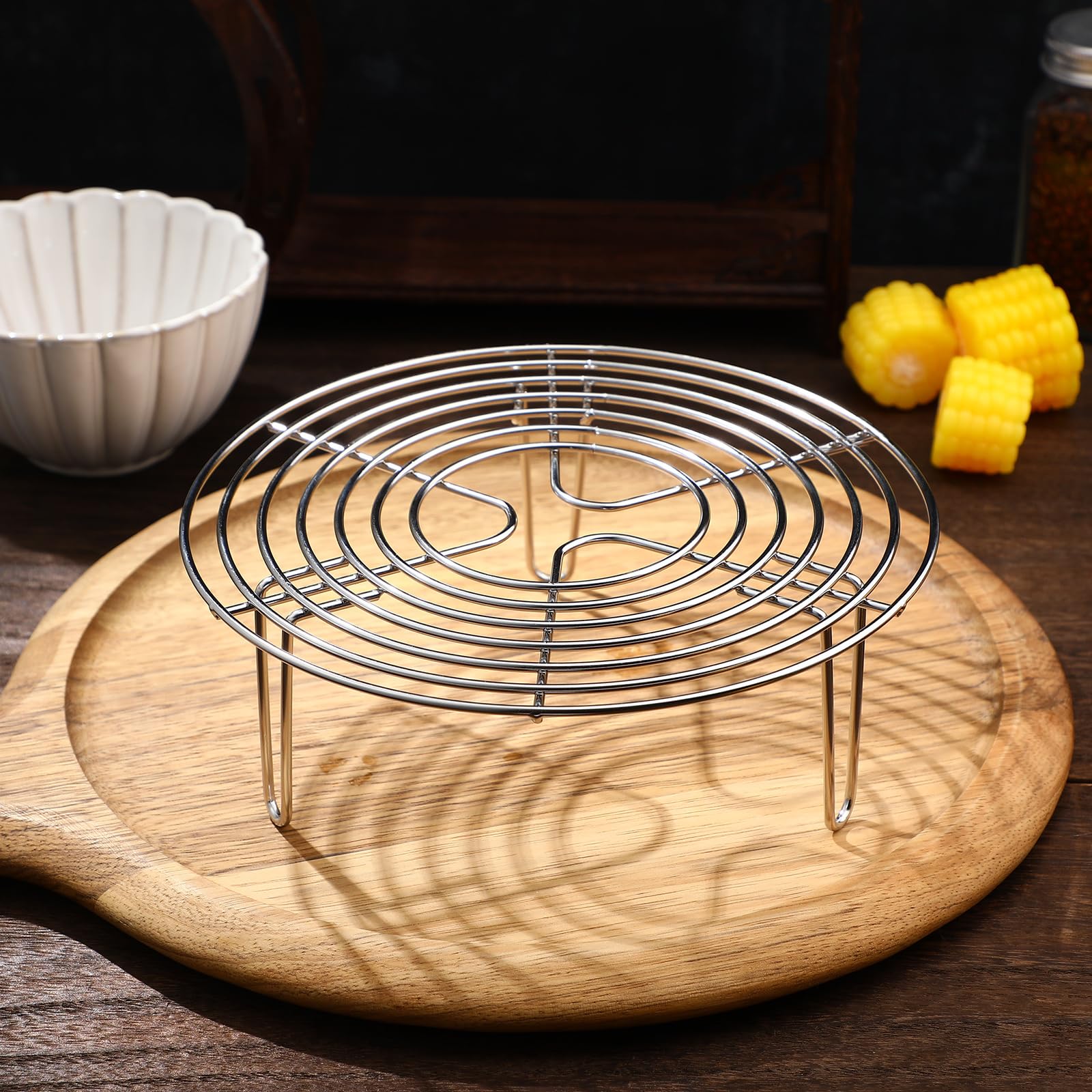 Premium Stainless Steel Steamer Insert & Cake Rack - 10 Inch Round Cooking Stand for Pots, Baking, Roasting | Multi-Purpose Cooling Rack for Steaming, Baking, Roasting & Serving Dishes
