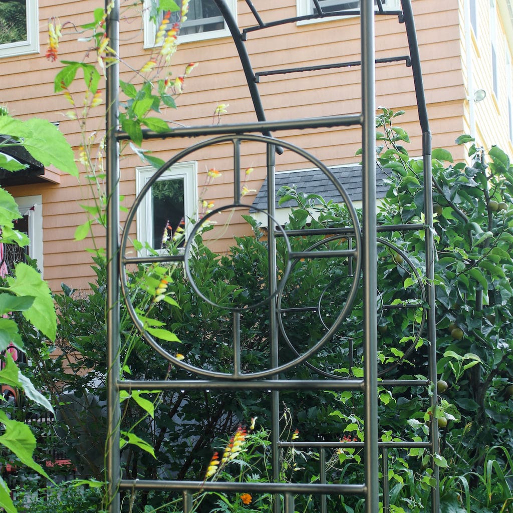 Achla Designs Tuscany Arbor - Elegant Garden Arch for Weddings, Vineyards & Outdoor Decor | Rustic Metal Arbor for Climbing Plants & Backyard Landscaping