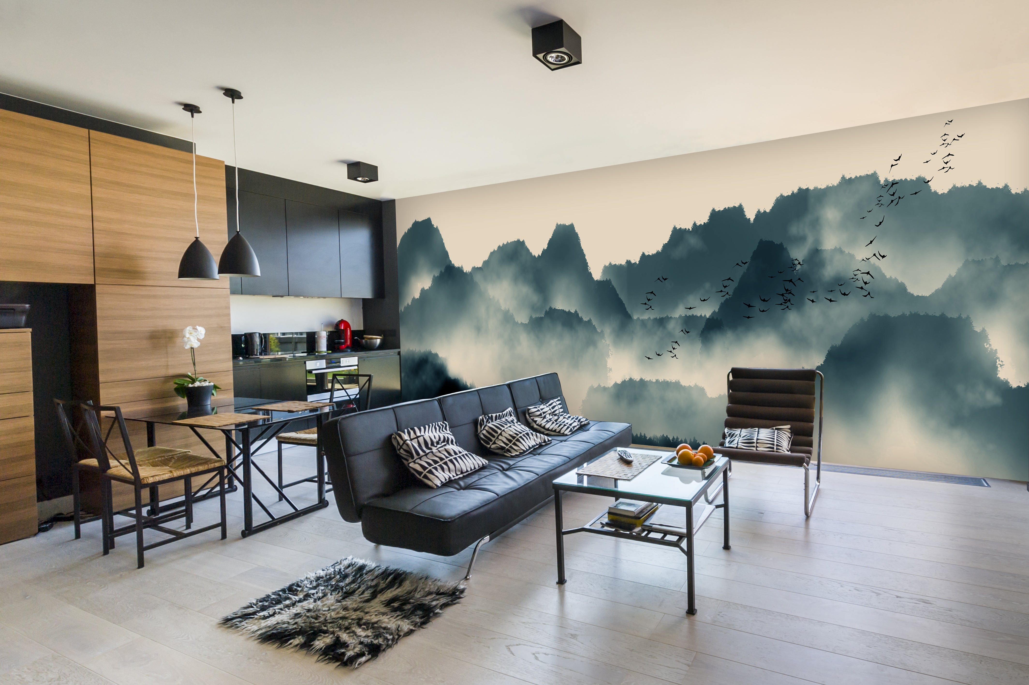 Vibrant Japanese Autumn Mural Wallpaper M1154 - Traditional Fall Foliage Design for Living Room, Bedroom & Office Decor