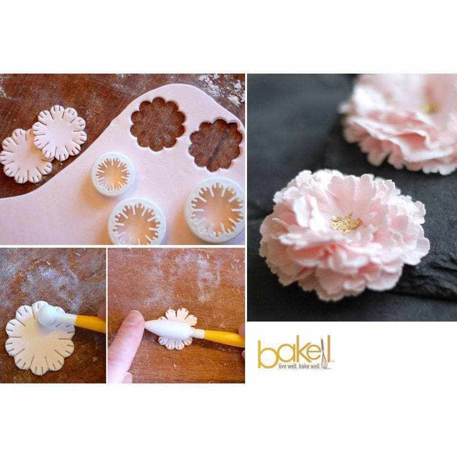 3-Piece Carnation Flower Sugar Craft Cutter Set for Cake Decorating, Fondant, Cookie & Pastry - Perfect for Baking, DIY Desserts & Wedding Cakes