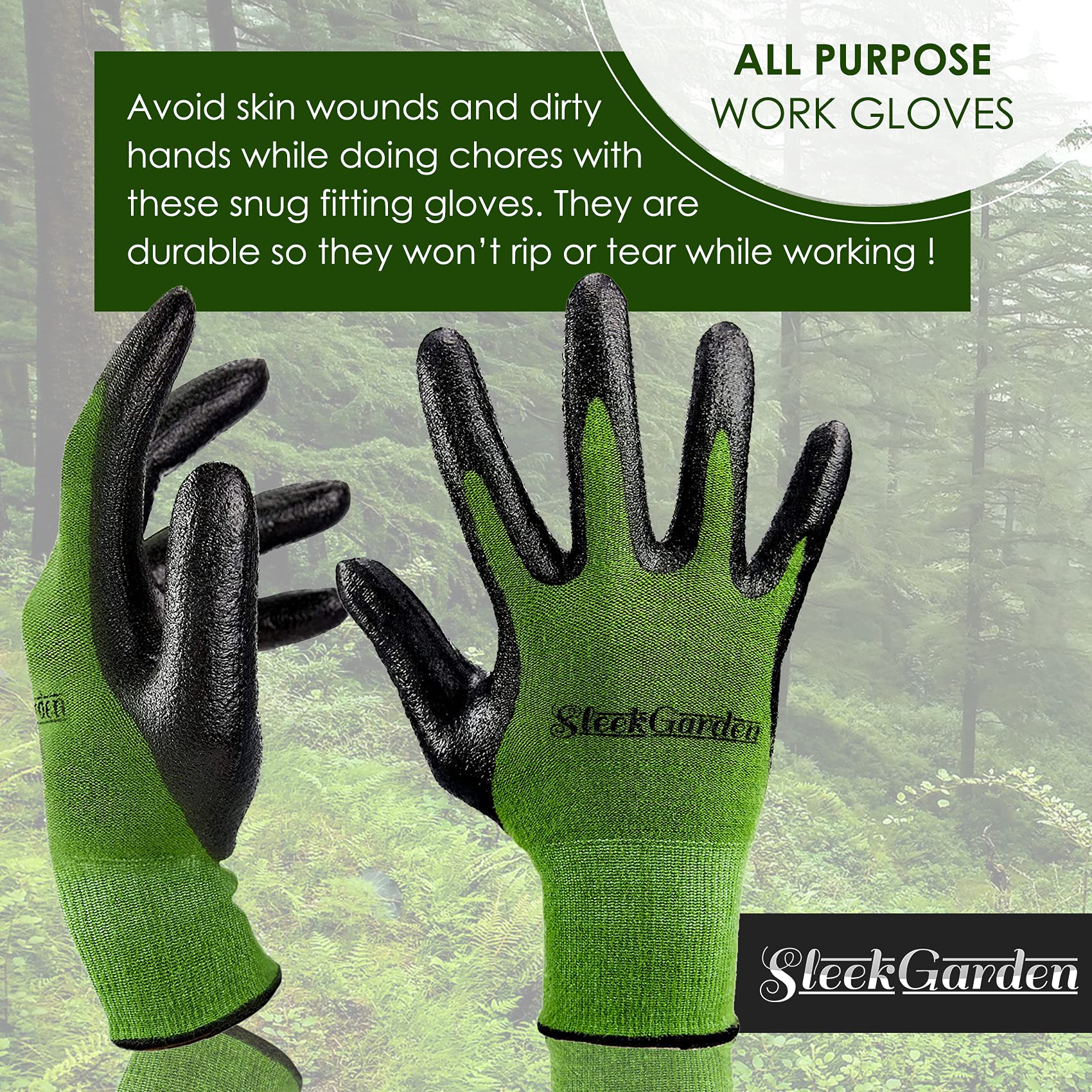 Bamboo Gardening Gloves with Ultra Grip & Nitrile Coating - Cut Resistant Work Gloves for Gardening, Fishing, Clamming, Restoration - Thin Safety Gloves (Small) - Perfect for Outdoor Activities, Yard Work & Hand Protection
