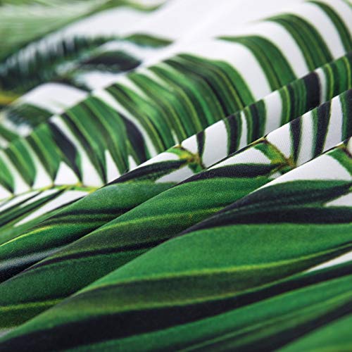 Exotic Tropical Rainforest Green Botanical Duvet Cover Set with Palm Tree Leaves Design - Twin Size White Bedding Quilt & Pillowcases for Jungle-Themed Bedroom Decor | Perfect for Nature Lovers, Boho Chic & Tropical Home Styling
