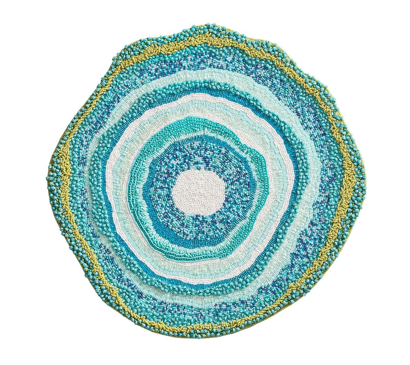 Kim Seybert Zanzibar Blue & Green Placemats Set of 2 - Premium Cotton Place Settings for Dining Table, Dinner Party & Home Decor