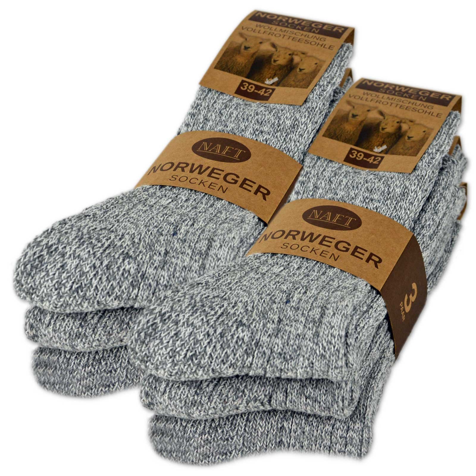 6 Pairs Norwegian Wool Socks for Men & Women - Warm Winter Socks in Black, Grey & Anthracite - Cozy Thermal Socks for Hiking, Skiing & Cold Weather Activities