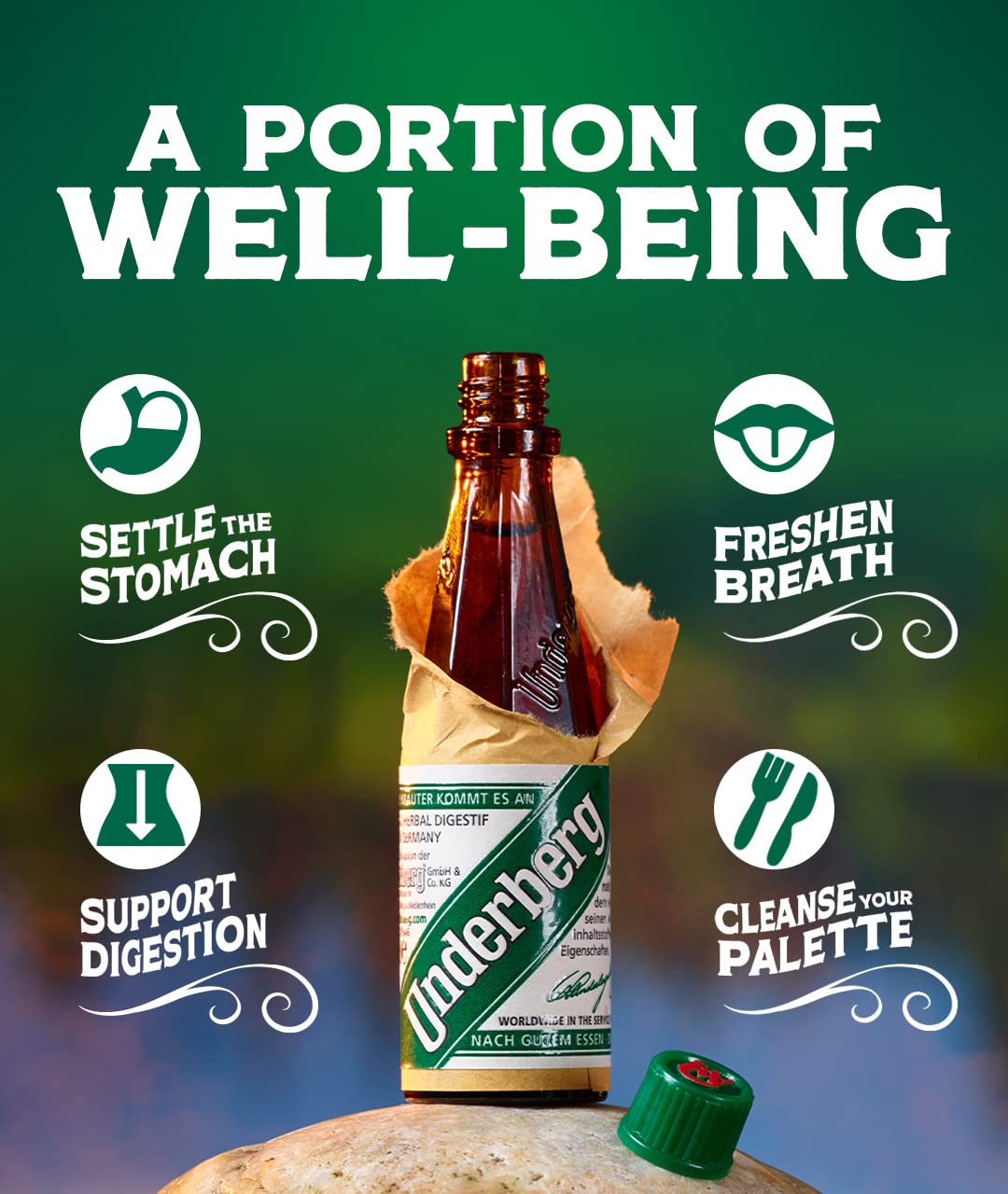 Underberg Herbal Digestive Bitters - 12 Pack Case (120 Bottles Total) - Natural Digestive Aid for After Meals, Cocktails & Wellness Shots