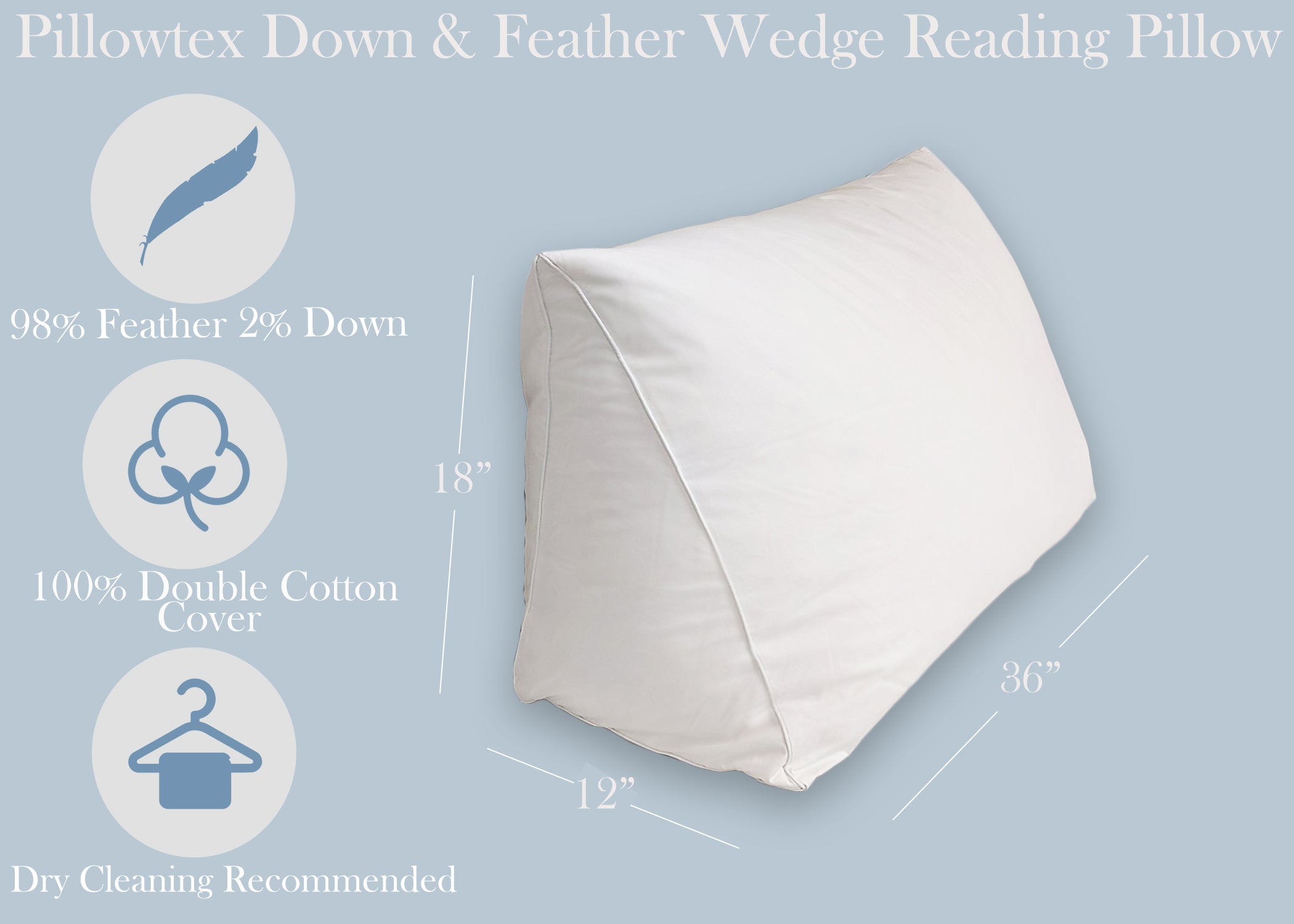Pillowtex Reading Wedge Bed Pillow - Adjustable Support for Back, Neck & Shoulders - Perfect for Reading, Watching TV & Relaxing in Bed