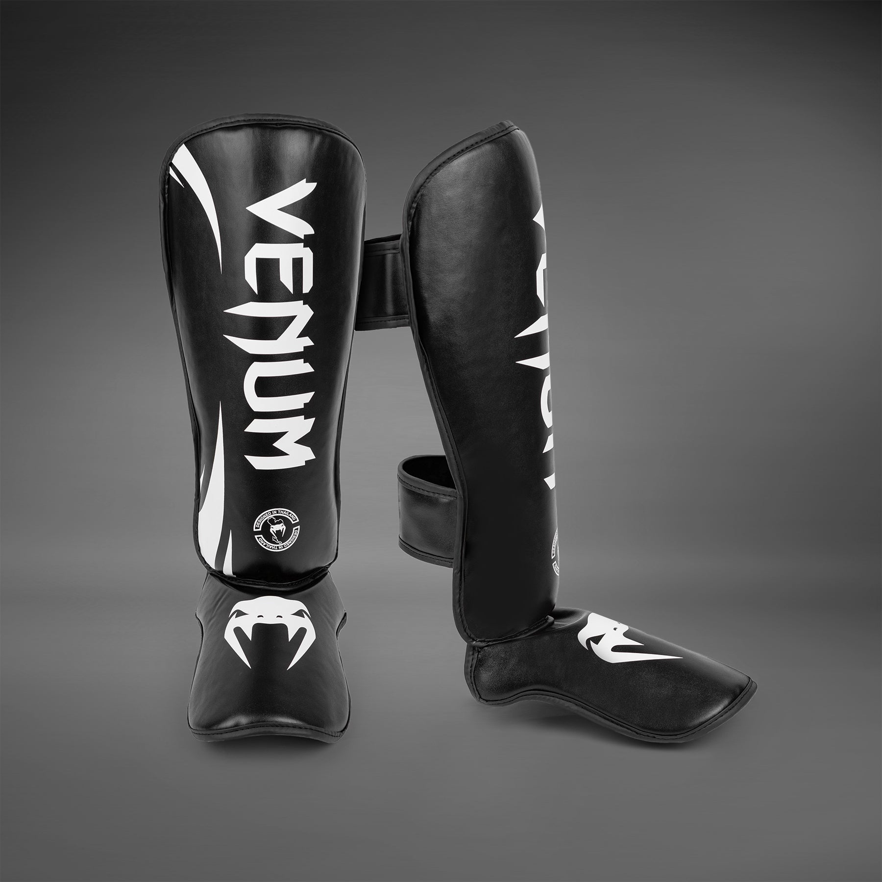 Venum Challenger Standup Shin Guards - Black - MMA, Muay Thai & Kickboxing Protective Gear for Training & Competition