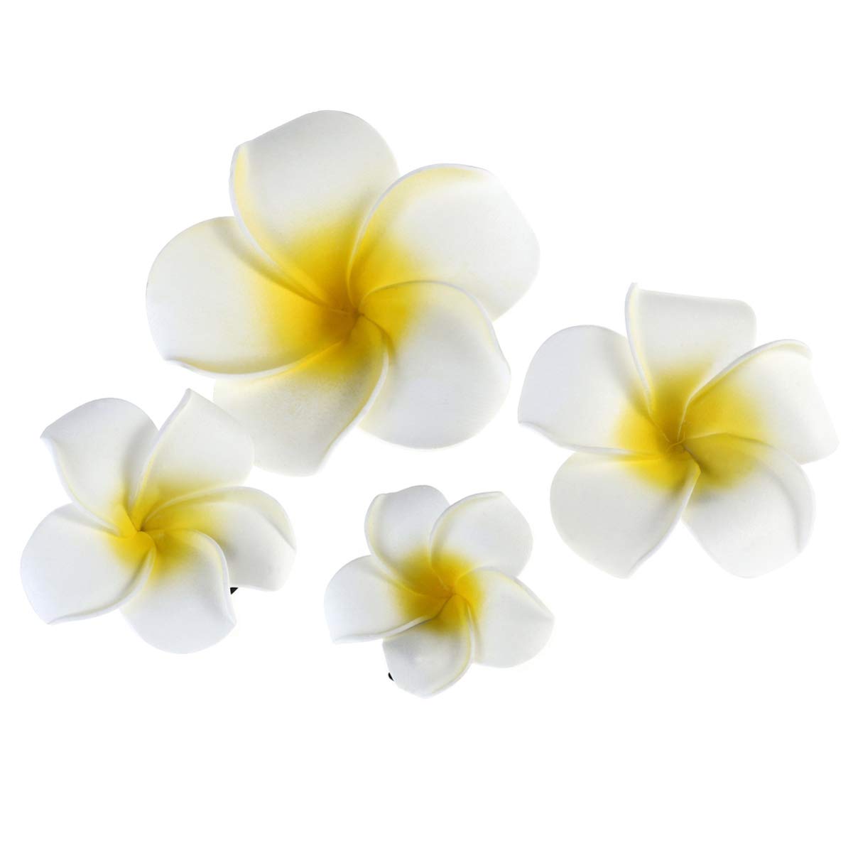 Minkissy 4pcs Plumeria Flower Foam Hair Clips - Hawaiian Floral Barrettes & Alligator Clips for Women - Perfect for Wedding, Party, Beach Vacation & Summer Styling