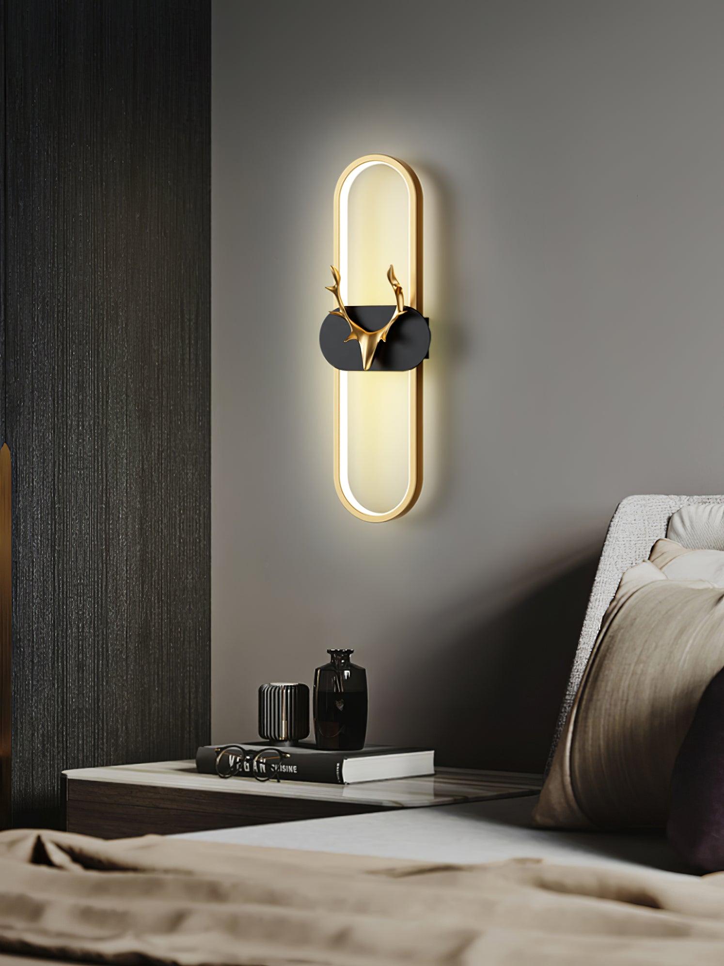Antlers Halo Wall Lamp - Rustic Deer Horn Chandelier Light Fixture for Bedroom, Living Room & Cabin Decor