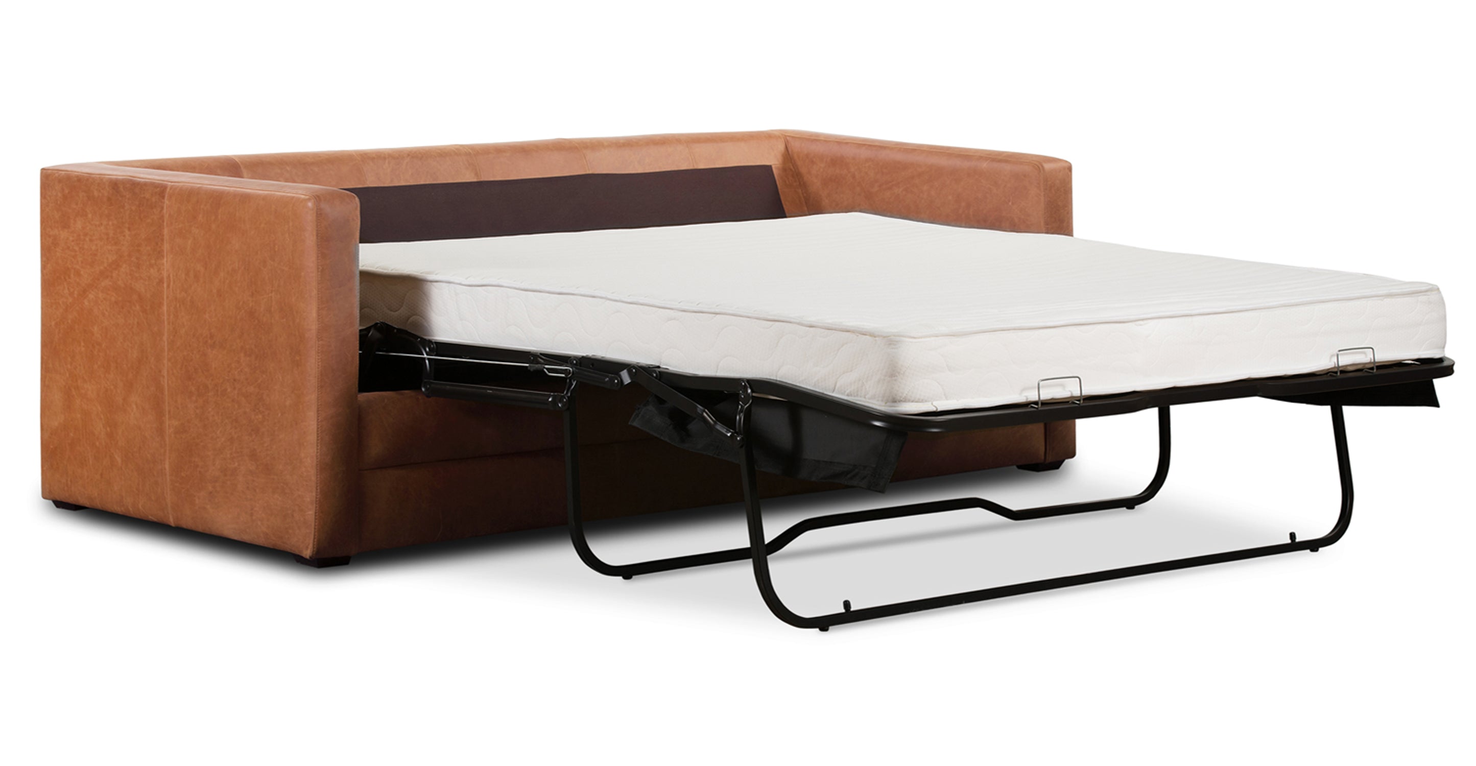 Napa 82 Leather Pull Out Convertible Sleeper Sofa - Premium Genuine Leather Sectional Couch with Chaise Lounge for Living Room, Bedroom & Guest Room | Perfect for Small Spaces, Apartments & Home Theater