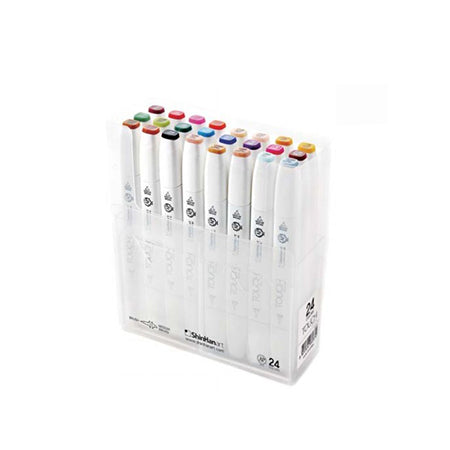 24-Piece Touch Twin Brush Marker Set - Vibrant Basic Colors for Calligraphy, Hand Lettering & Art Projects
