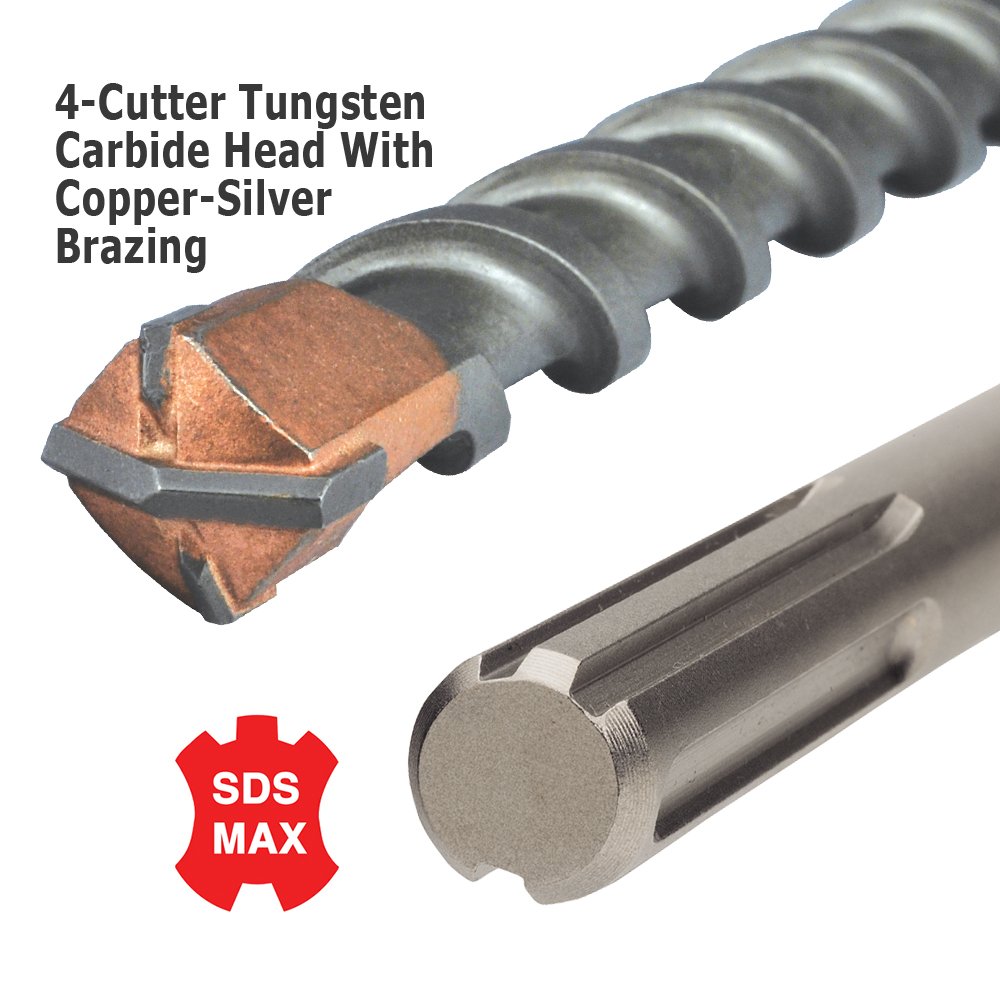 IVY Classic 48168 SDS Max 1-1/2 x 22-1/2 Inch Carbide Hammer Drill Bit with 4-Cutter Head (1/Card) - Perfect for Concrete Drilling, Demolition & Heavy Duty Construction Work