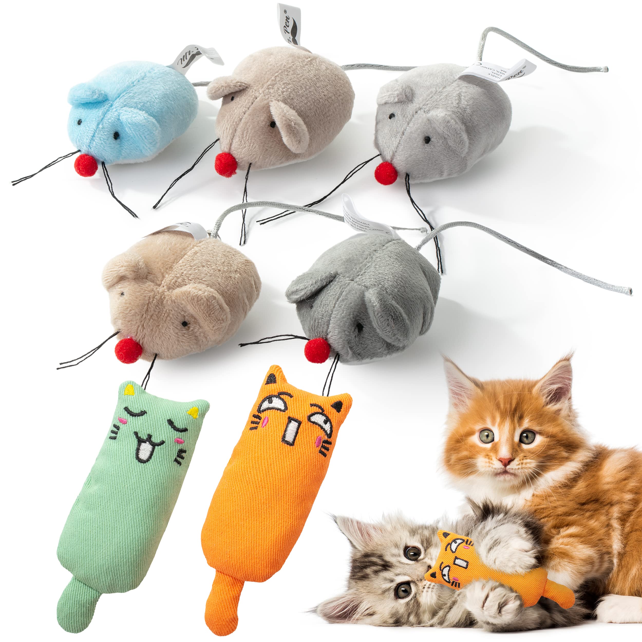 **Mr. Pen- 7-Piece Catnip Toys for Indoor Cats, Cat Nip Mice Toy Set, Fun Interactive Play for Kittens & Adult Cats - Perfect for Playtime, Training & Stress Relief**