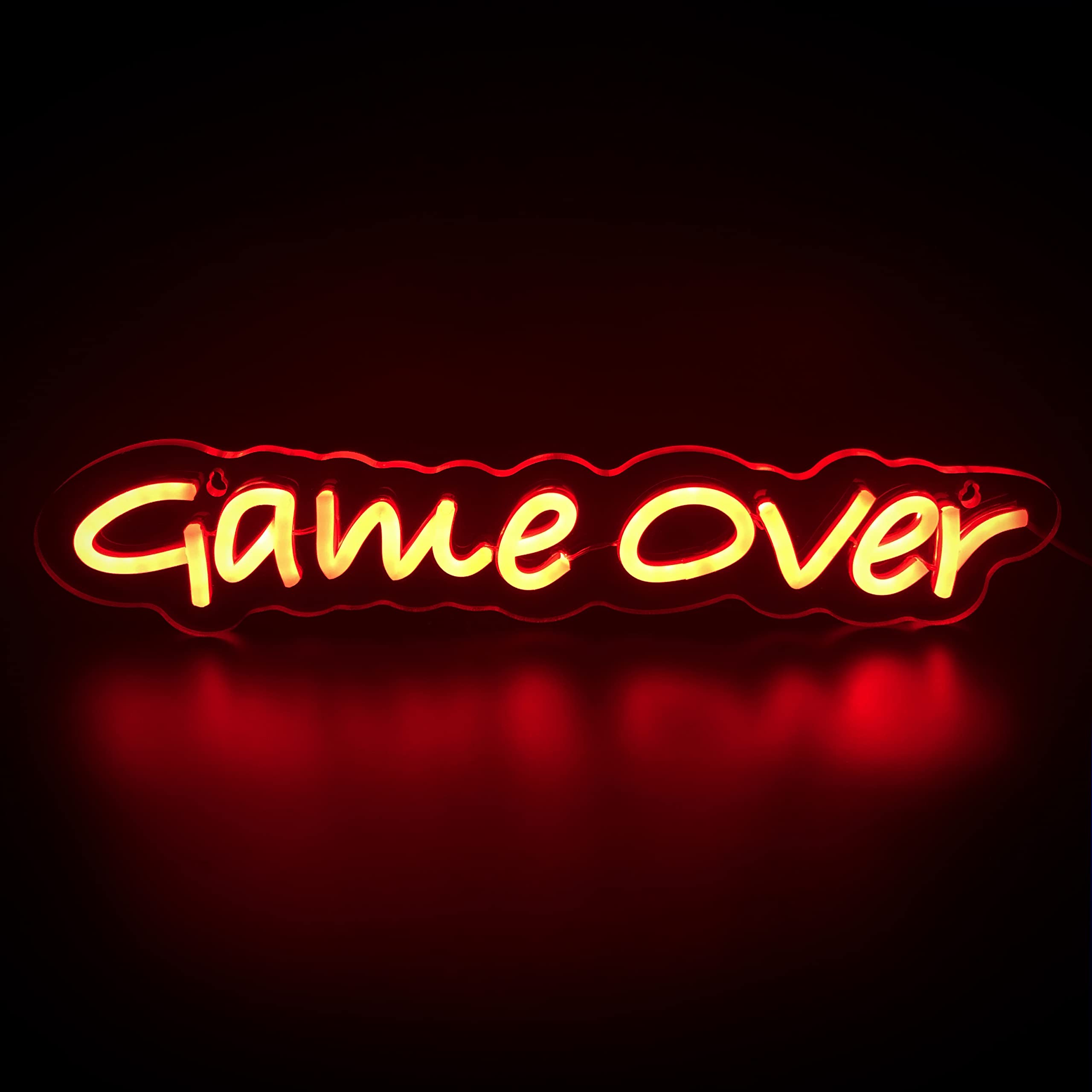 Game Over LED Neon Sign - USB Powered Adjustable Wall Light for Gaming Room Decor, Perfect Gift for Gamers, Teen Boys & Men - Ideal for Bedroom, Man Cave & Esports Setup