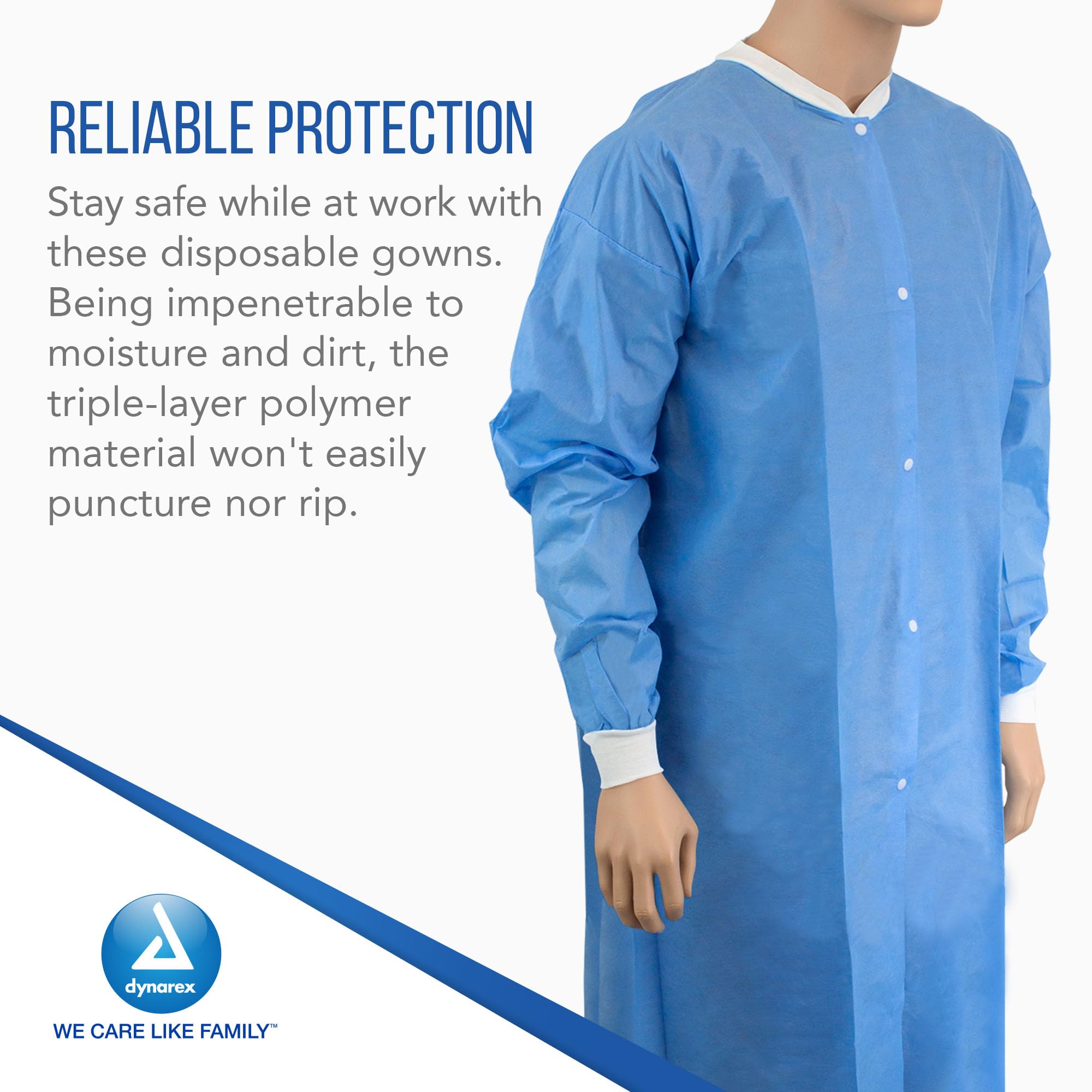 Dynarex Unisex Lab Coat - White Polyester/Cotton Blend for Medical & Science Professionals - Perfect for Hospitals, Labs & Healthcare Settings