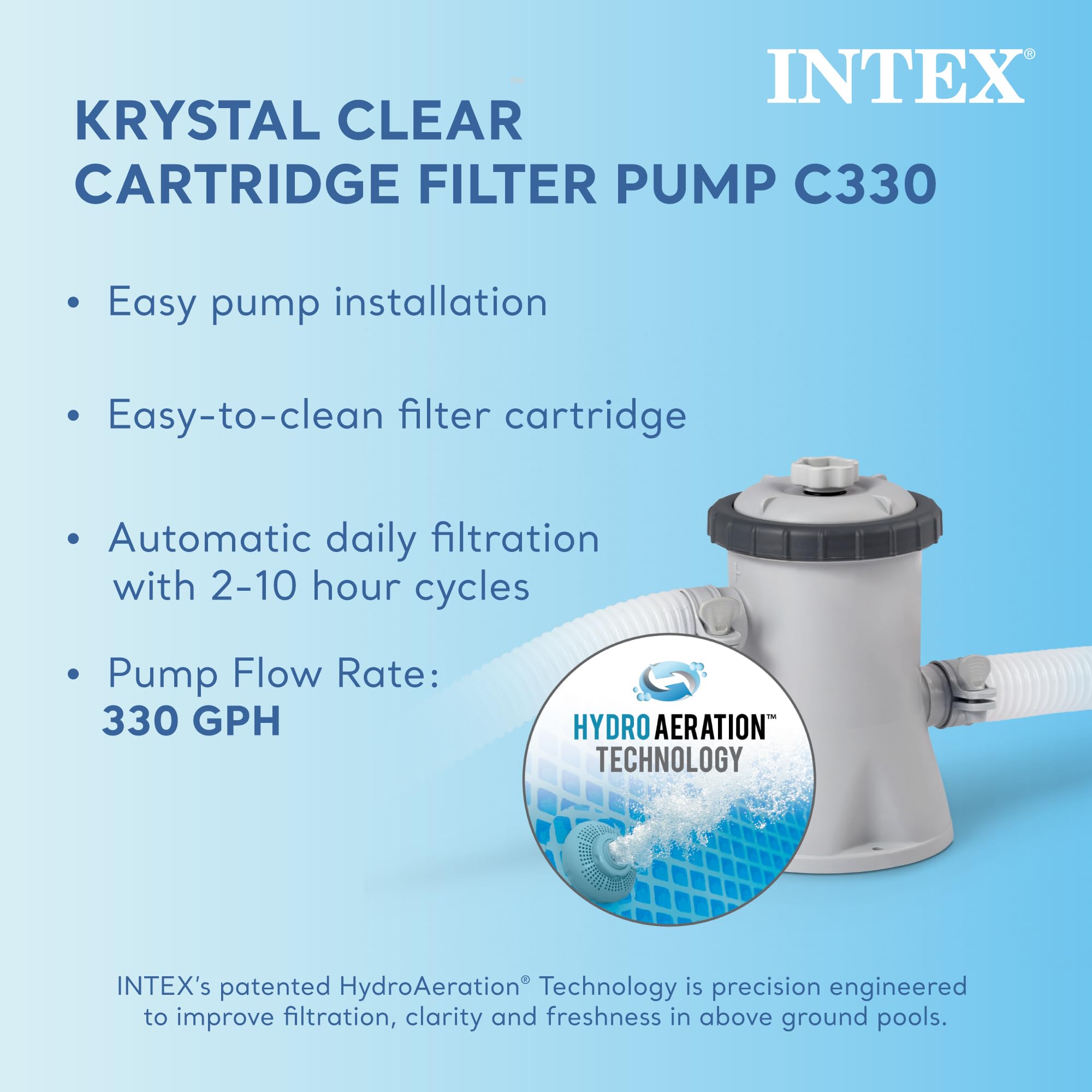 INTEX 28207EH 10ft x 30in Metal Frame Above Ground Swimming Pool Set with 330 GPH Cartridge Filter Pump - Durable Puncture & Rust Resistant - 1185 Gallon Capacity - Perfect for Backyard, Family Fun & Summer Relaxation