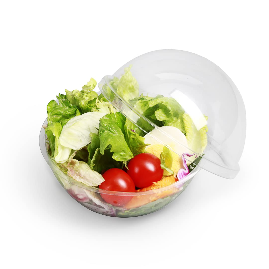 Restaurantware Thermo Tek 12oz Clear Plastic Salad Bowls with Airtight Dome Lids - 50 Pack Disposable Food Containers for Fresh Salads, Meals & Takeout | Perfect for Restaurants, Catering & Meal Prep