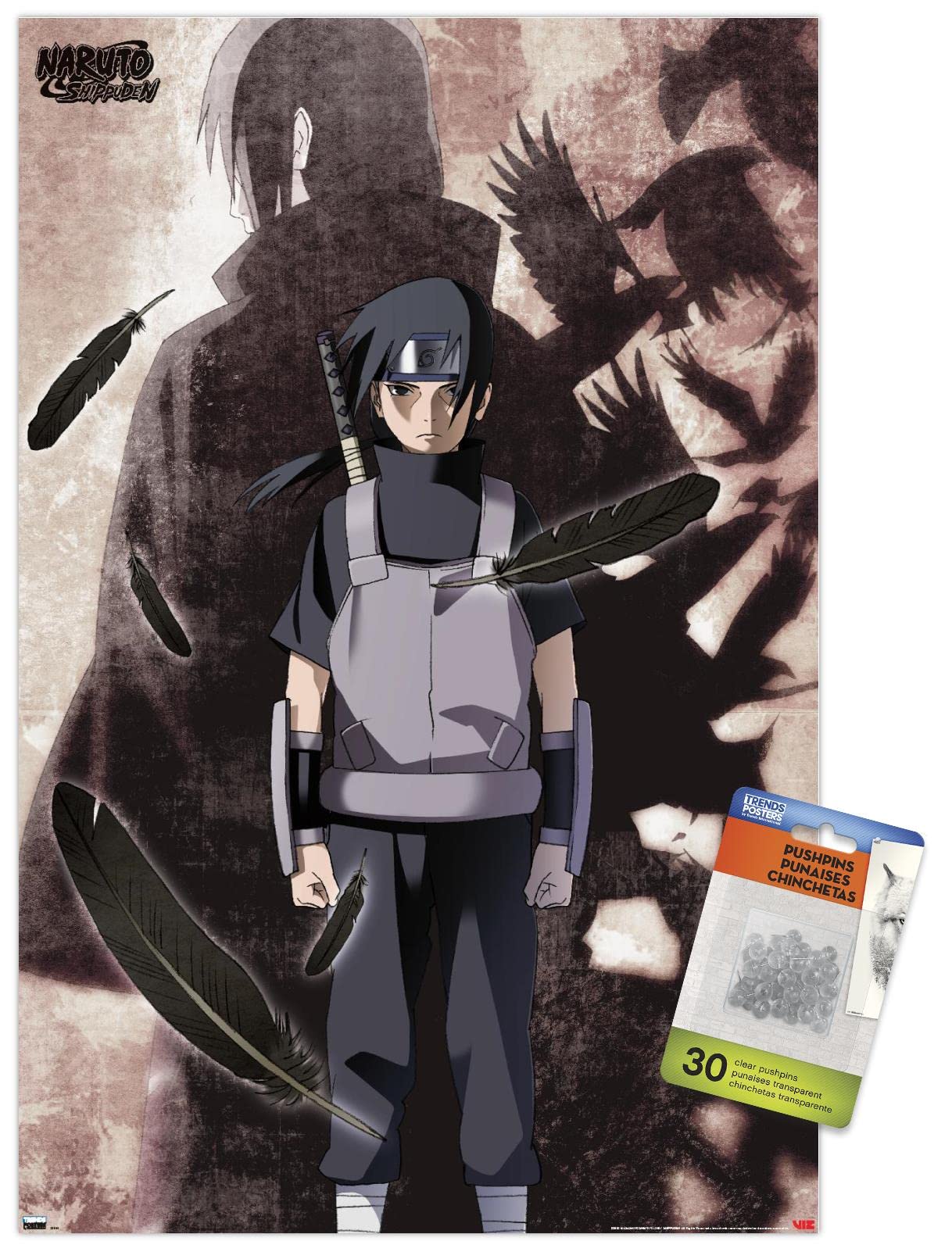 Naruto Shippuden Itachi Uchiha Anime Wall Poster with Push Pins - Perfect for Bedroom, Office & Anime Fan Decor