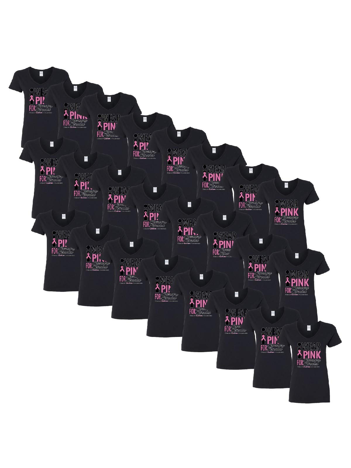 Breast Cancer Awareness V-Neck T-Shirts for Women - I Wear Pink for Someone Special - Soft Cotton V-Neck Tee Set of 6, 12, or 24 - Perfect for Fundraising Events, Survivor Support & Awareness Campaigns