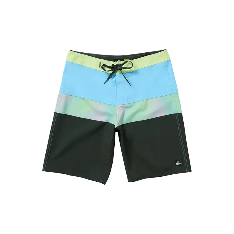 Quiksilver Men's Malla TB Surfsilk Panel 20 Boardshorts - Black, Green & Sky Blue - Quick-Dry Swim Trunks for Surfing, Beach & Pool Activities