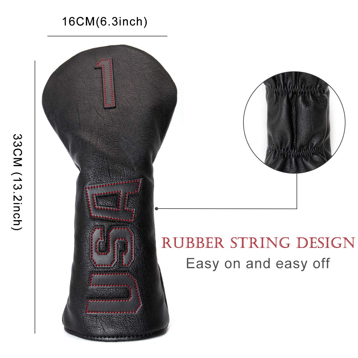 Premium Golf Driver & Fairway Wood Headcovers - Thick Synthetic Leather Protection for TaylorMade, Titleist & Callaway Clubs | Durable USA-Made Rescue Black Design | Perfect for Course Play & Club Protection During Travel