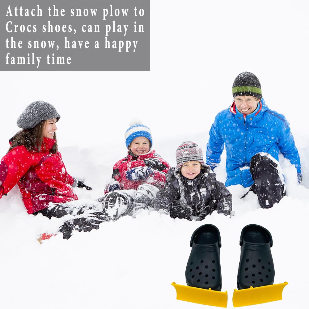 2PCS Yellow Snow Plow Shoe Charms for Crocs - Fun Winter Shoe Accessories for Kids & Adults - Perfect for Snow Play, Outdoor Activities & Holiday Decorations