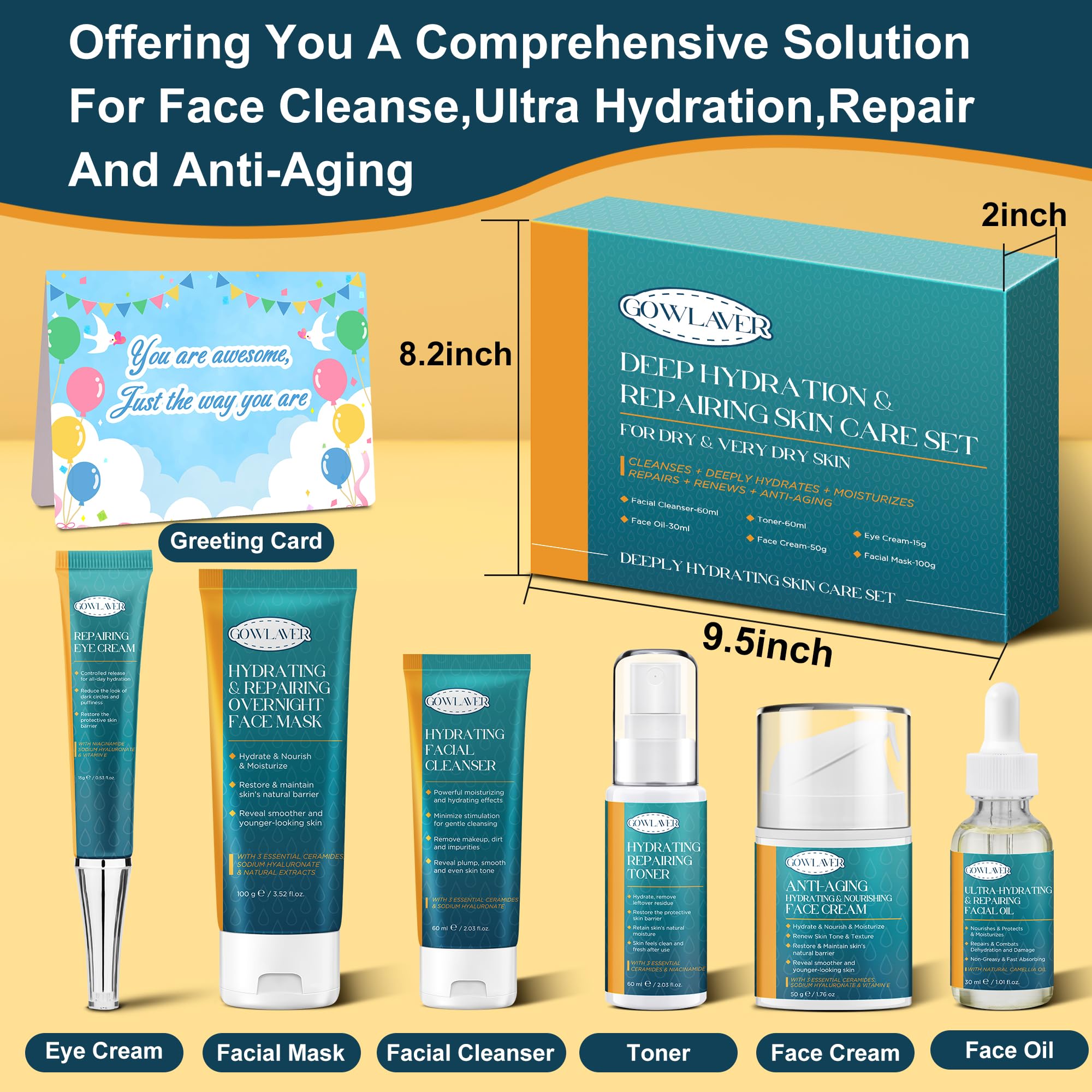 **Teen & Women's Skincare Gift Set - Anti-Aging, Deep Hydration & Repair for Dry Skin | Complete Facial Routine Kit | Perfect for Christmas Stocking Stuffers & Beauty Gifts | Ideal for Daily Use, Travel & Self-Care**