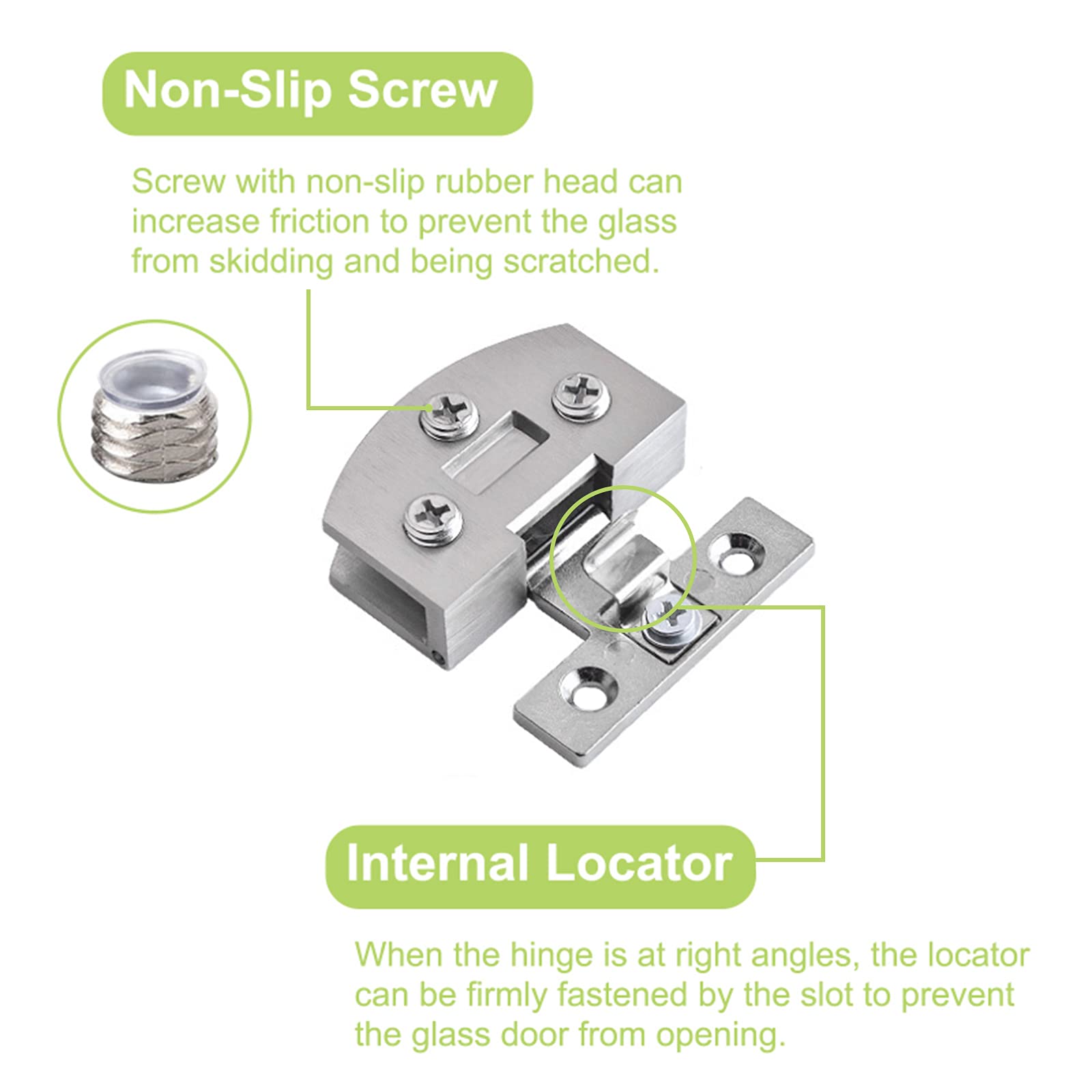 Adjustable Zinc Alloy Glass Door Hinge - 2Pcs Side-Mount Pivot Hinges for 5-7mm Frameless Cabinet Doors - 90 Degree Clip Hinge Replacement with Brushed Finish - Perfect for Kitchen Cabinets, Bathroom Vanities & Glass Shower Doors