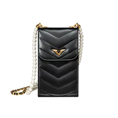 BF Vertu Black Pearl Chain Bag - Stylish Crossbody Purse for Women, Fashionable Evening Clutch with Adjustable Strap, Perfect for Parties, Dates & Night Out