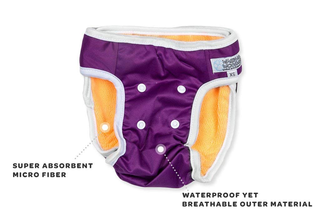 Washable Wonders Female Dog Diapers - No Tail Hole, Premium Reusable & Absorbent Pet Panties for Small Dogs (XS, Pink) | Perfect for House Training, Incontinence Protection & Travel