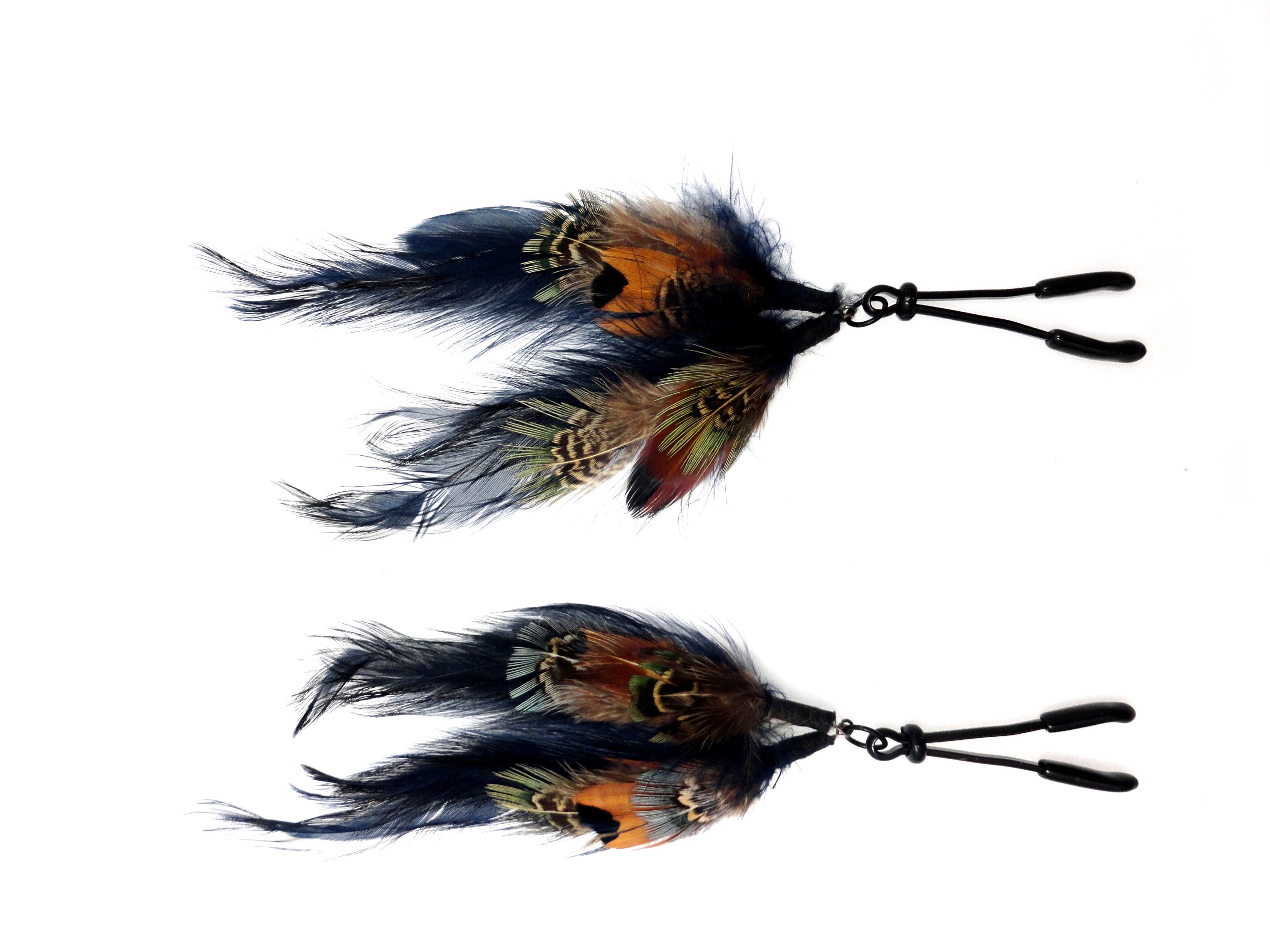 Sensual Nipple Clamps - Wide Tweezer Style BDSM Toy in Black, Feather & Natural Colors for Adult Play & Couples Intimacy