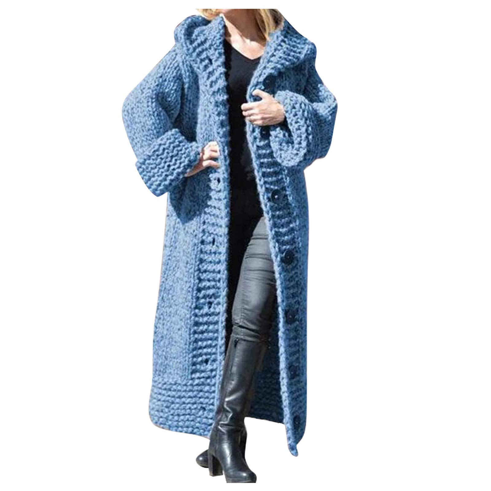 Heavyweight Oversized Hooded Sweater Cardigan - Chunky Knit Open Front Long Sleeve Loose Fit Jacket for Women | Cozy Winter Layering, Casual Outfits & Loungewear