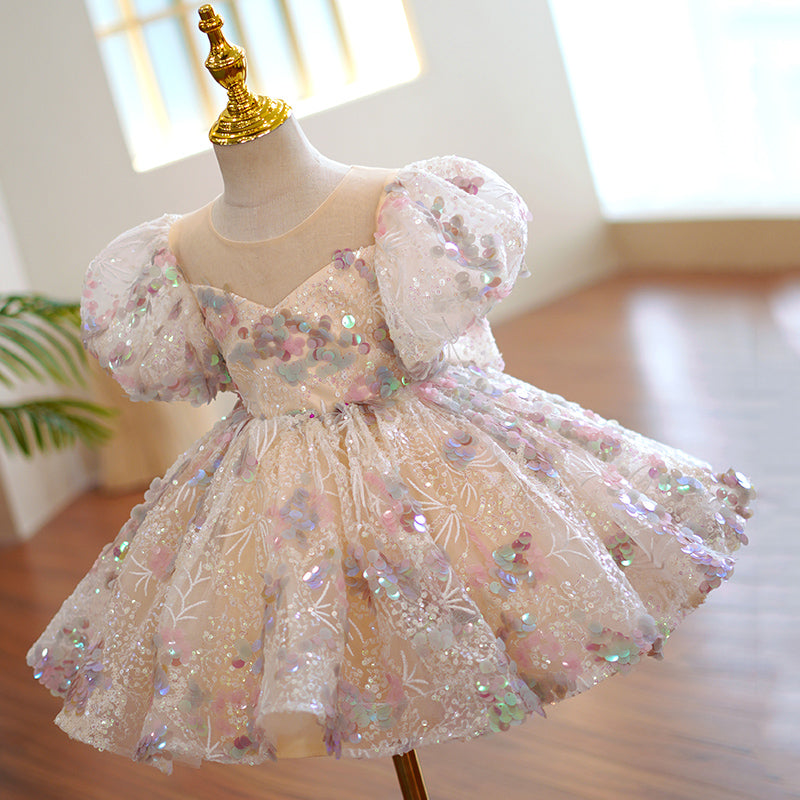Lilac Sequin Princess Dress for Girls with Bows & Ruffles - Perfect for Birthday Parties, Pageants, and Special Occasions