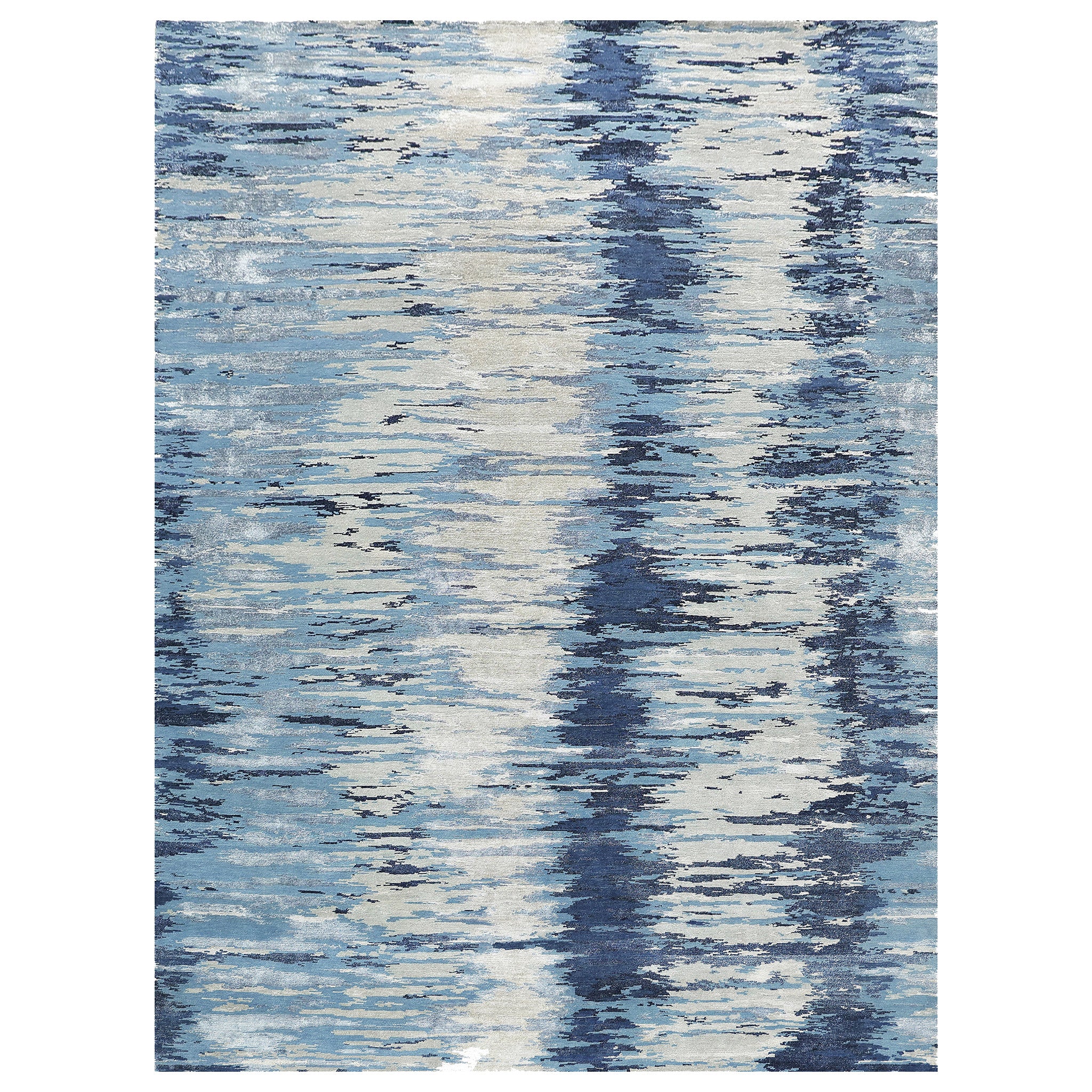 Blue Modern Wool Blend Rug 9' x 12' - Soft & Durable Area Rug for Living Room, Bedroom, or Office Decor