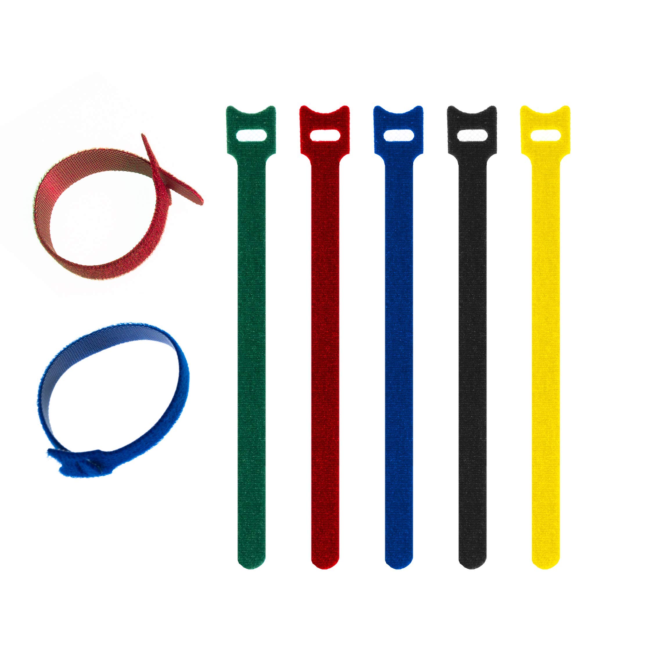 BEADNOVA Reusable Hook and Loop Cable Ties - 8 Inch Cord Organizers (60 Pack, 5 Colors) for Electronics, Home Office & DIY Projects