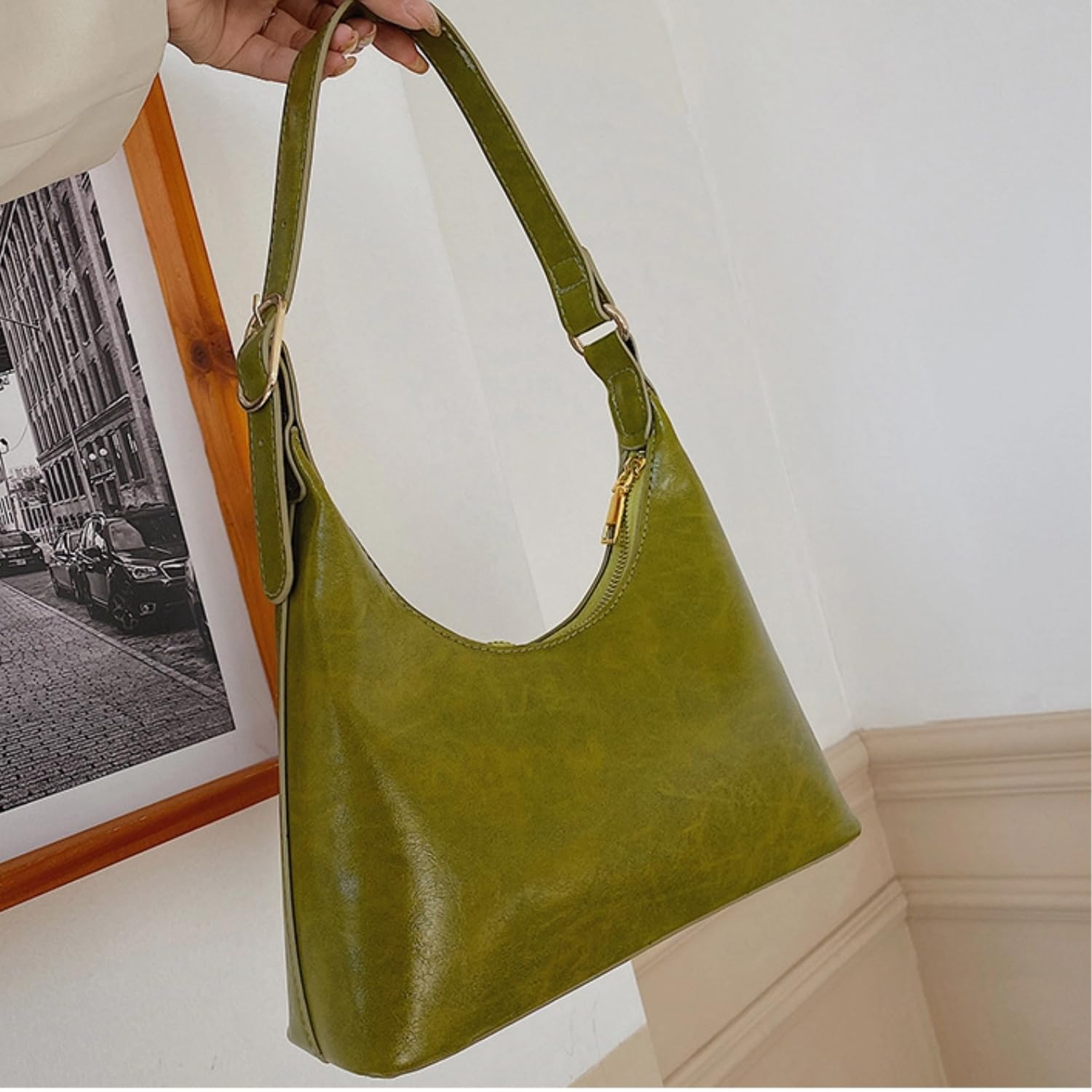 Trendy 2024 Women's Small Shoulder Purse - PU Leather Retro Crescent Clutch Handbag, Cute Everyday Hobo Bag for Work, Travel & Date Night