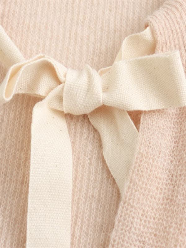 Elegant Knitted Bow Tie Cardigan for Women - Stylish Fall & Winter Layering Piece for Office, Date Night & Casual Outings