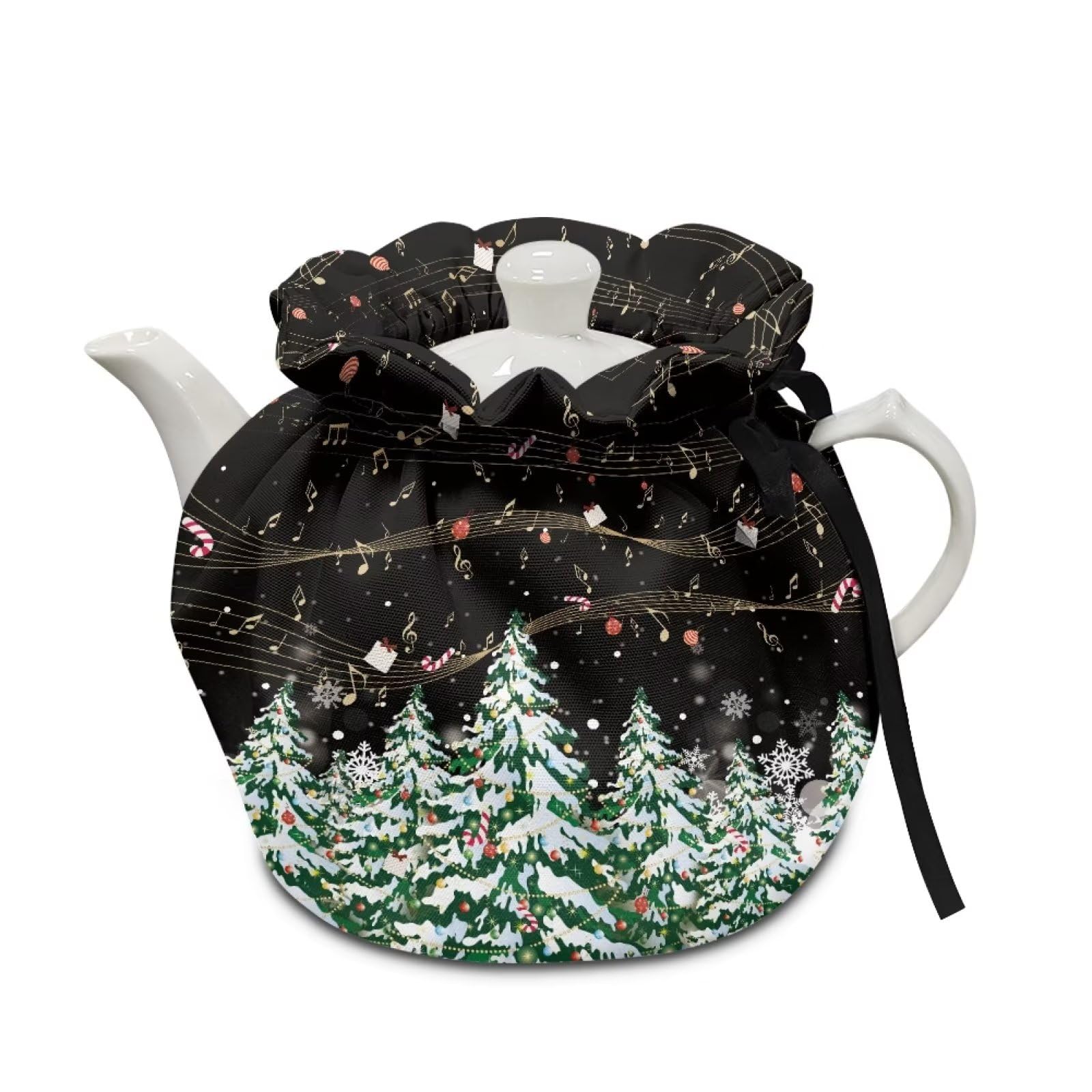 Xoenoiee Pine Tree Snow Christmas Pattern Tea Cosy - Insulated Teapot Cover & Warmer for Kitchen, Home, and Tea Parties | Perfect for Holiday Gatherings & Cozy Winter Tea Time