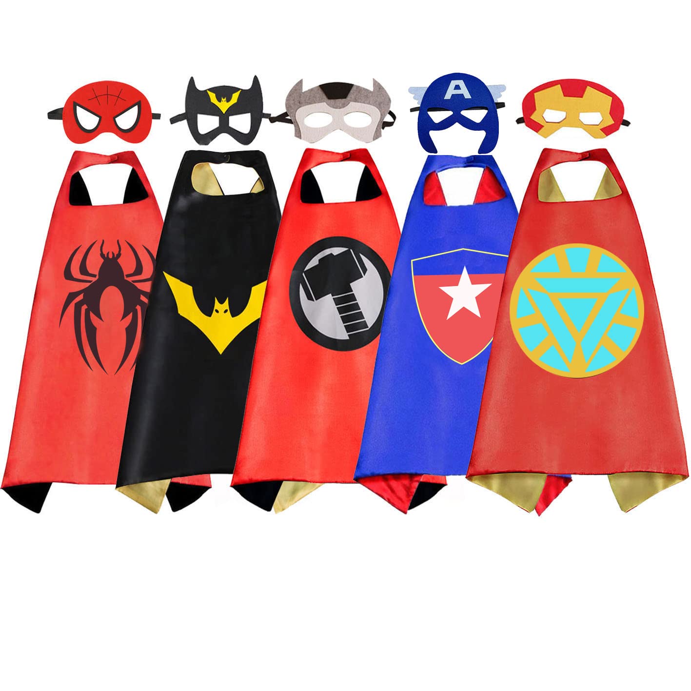 RioRand Kids Superhero Capes Set - 4 Pack Costume Capes for Boys & Girls Ages 3-10, Birthday Party Supplies, Halloween Christmas Gifts - Perfect for Dress Up Play, Role Playing & Superhero Themed Parties