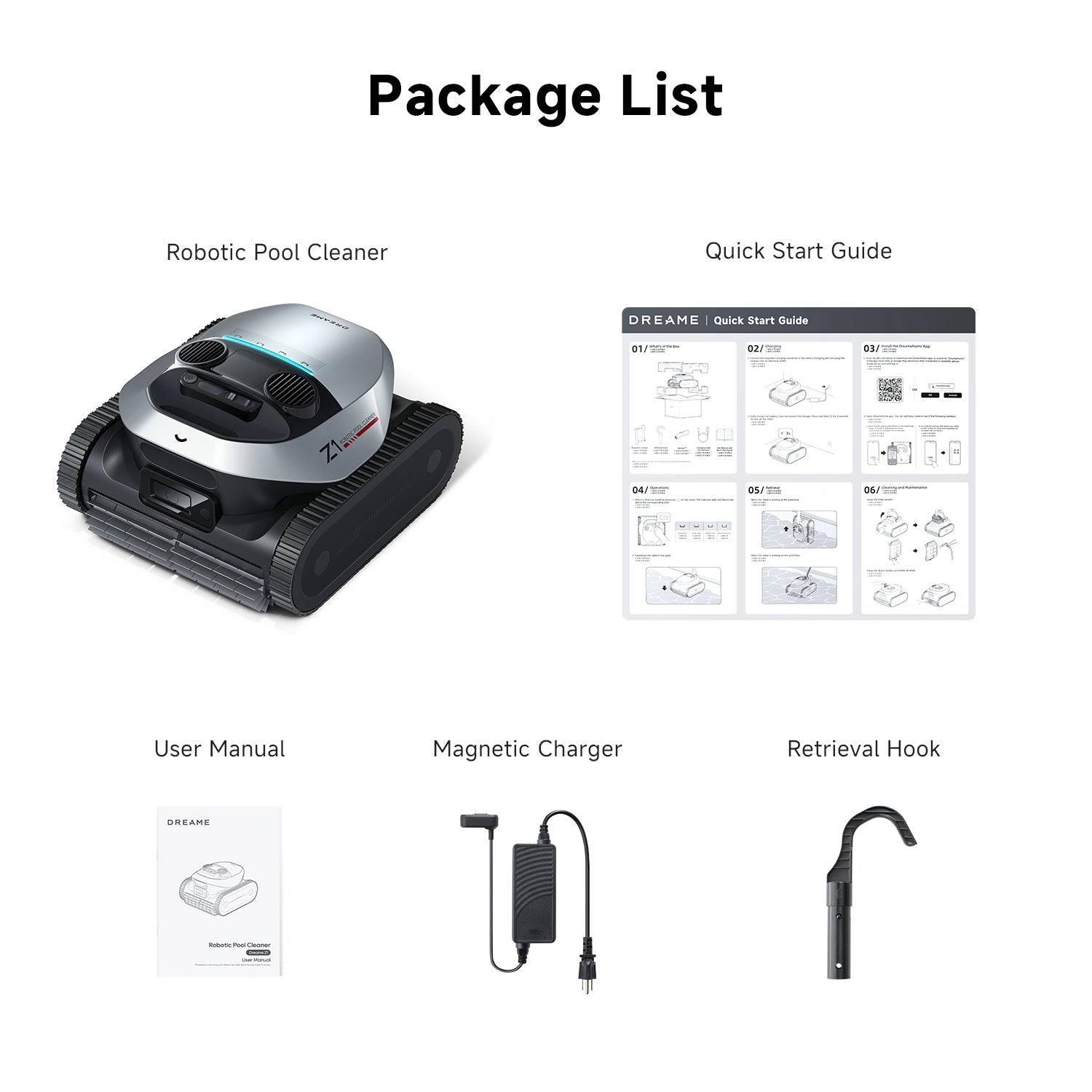 Dreame Z1 Robotic Pool Cleaner - Automatic Swimming Pool Vacuum with Smart Navigation, Powerful Suction - Perfect for In-Ground & Above Ground Pools - Ideal for Weekly Pool Maintenance & Deep Cleaning