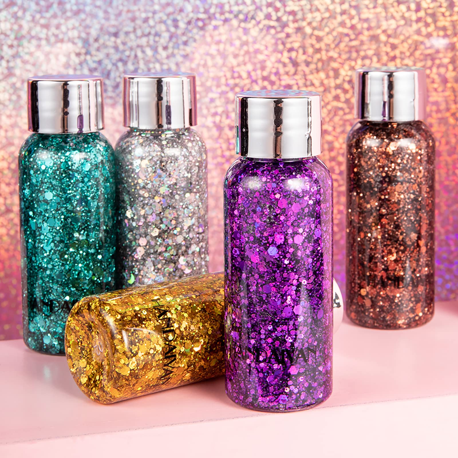 HIROCK Chunky Glitter for Face & Body - Holographic Mermaid Sequins, Liquid Eyeshadow & Nail Art Glitter - Perfect for Festivals, Parties, Cosplay & Makeup Decoration (01)