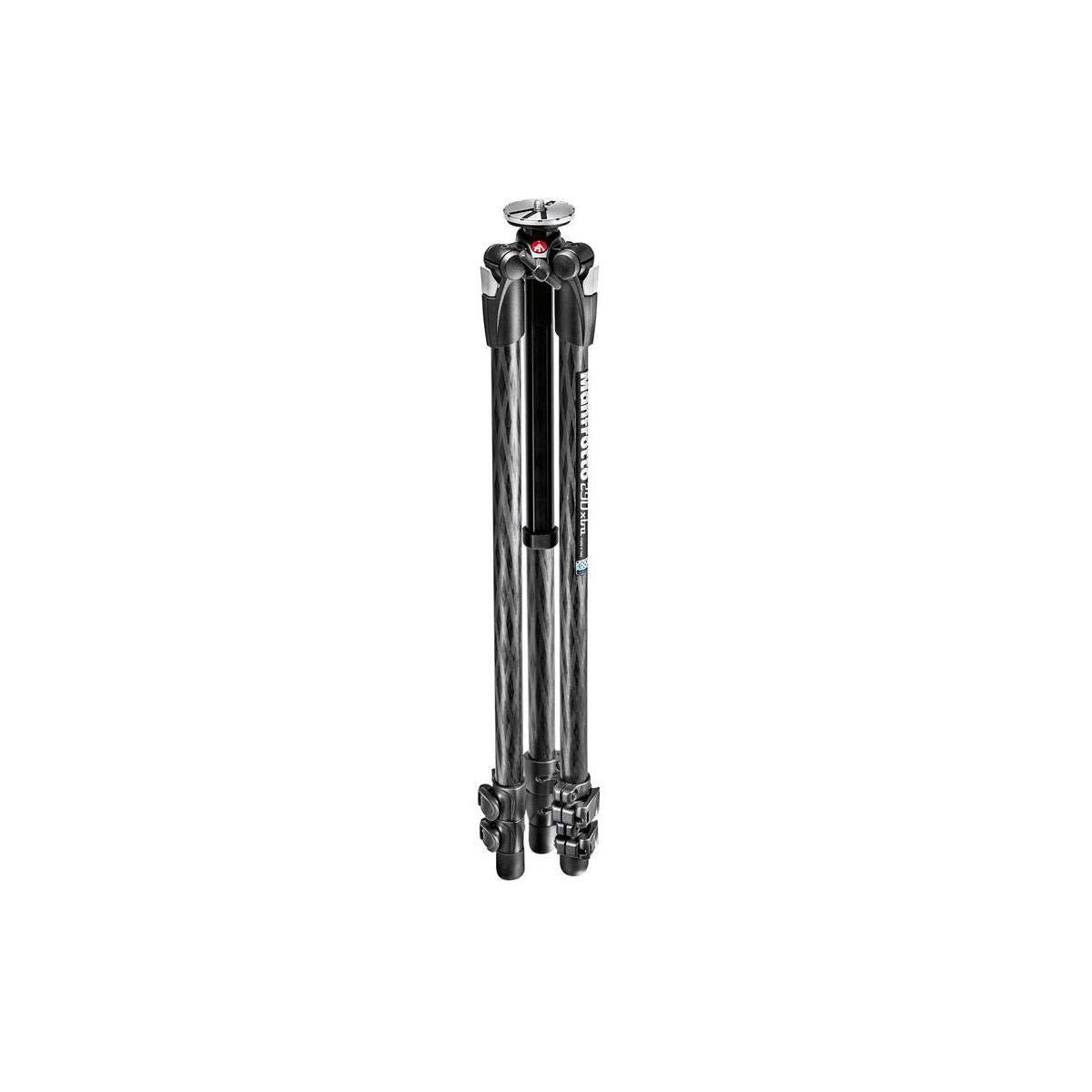 Manfrotto 290 Xtra 3-Section Carbon Fiber Tripod - Lightweight & Sturdy Camera Tripod for DSLR, Mirrorless, Video - Perfect for Travel, Photography & Videography