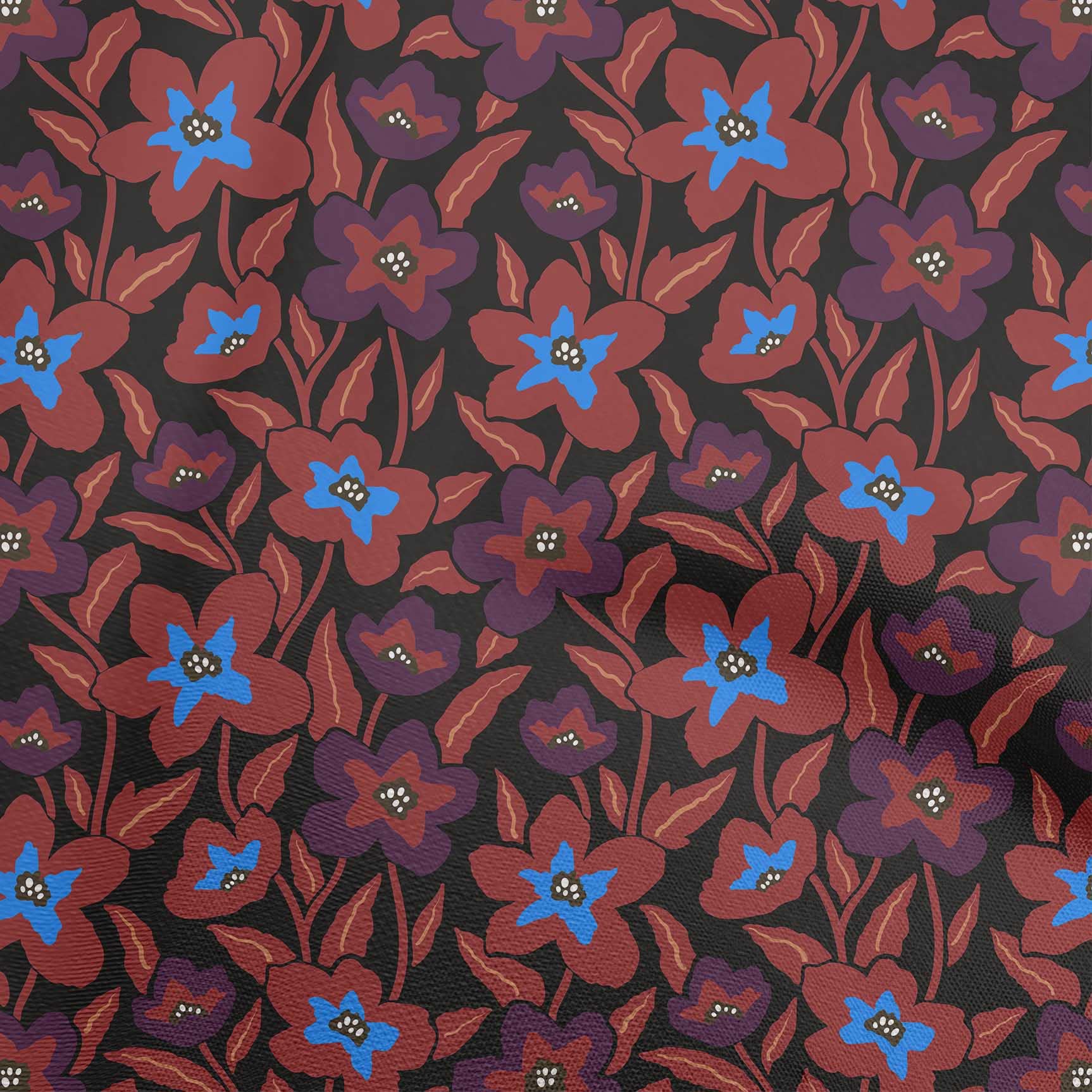 oneOone Velvet Maroon Floral Printed Fabric by The Yard - 58 Inch Wide DIY Sewing Material for Clothing, Dresses, Home Decor & Craft Projects