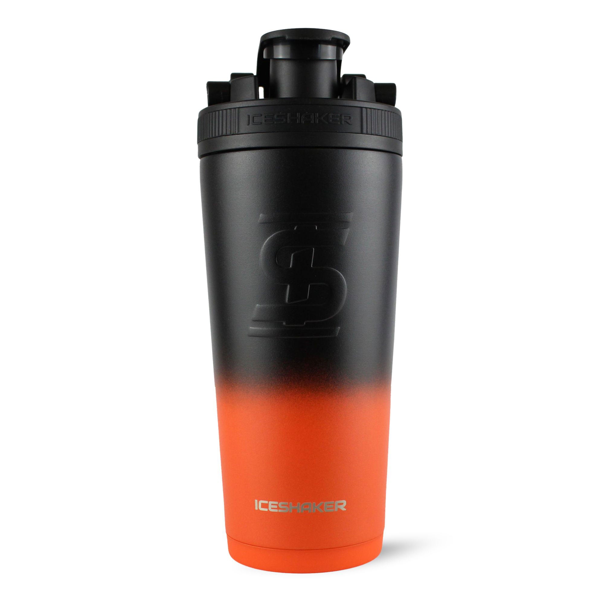 26oz Insulated Ice Shaker Bottle - Orange Black Ombre Gradient for Gym, Workout & Protein Drinks | Leakproof & BPA Free | Perfect for Fitness, Bodybuilding & Post-Workout Recovery