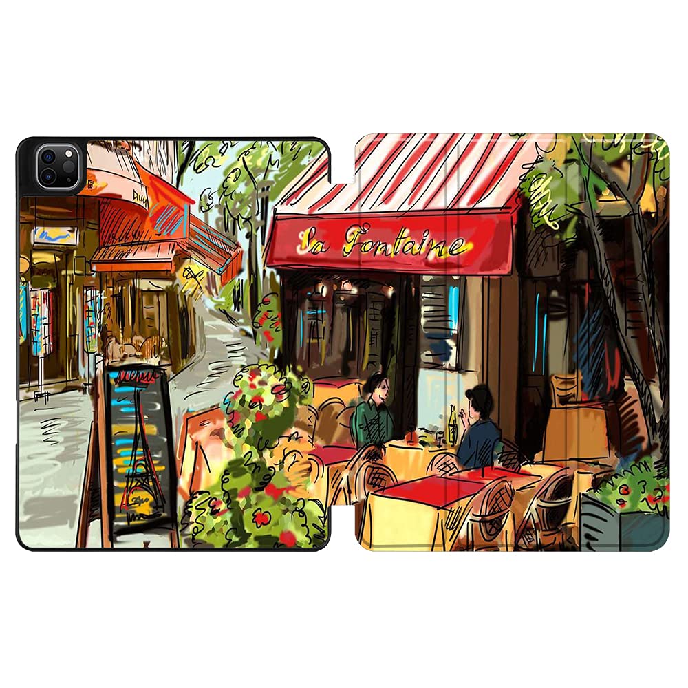 Premium SDH Case for iPad Pro 12.9 inch 5th Gen (2021 Model) - Shockproof TPU Back Cover with Apple Pencil Holder & Wireless Charging | 2-in-1 Smart Stand Case & Tablet Sleeve Bundle | Perfect for Artists, Students & Professionals (Painting City Design)