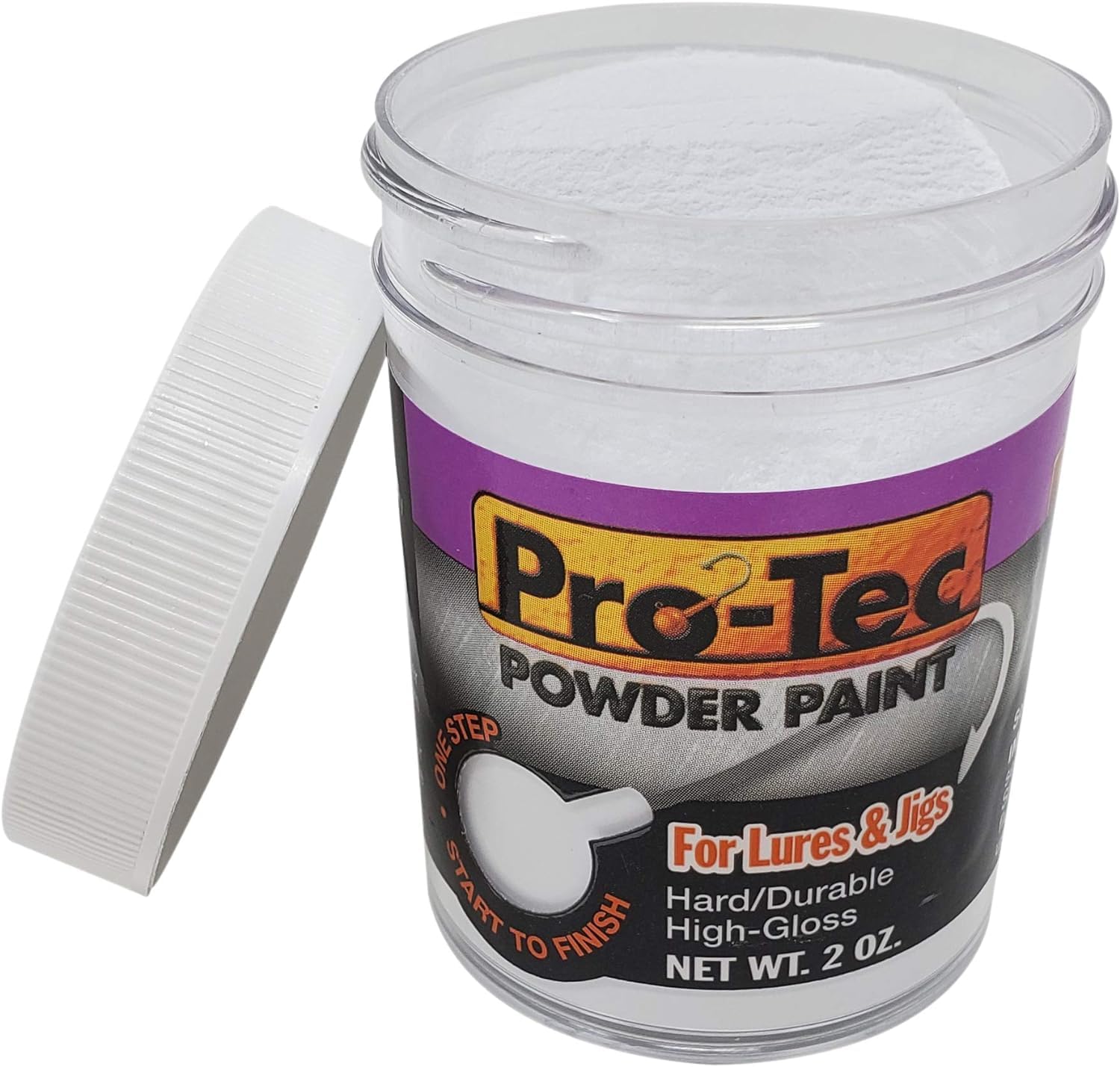 Pro-Tec High Gloss Powder Paint for Fishing Lures & Jig Heads - 2oz White (Durable Coating for Bass, Trout & Saltwater Fishing) - Perfect for DIY Lure Making & Tackle Customization