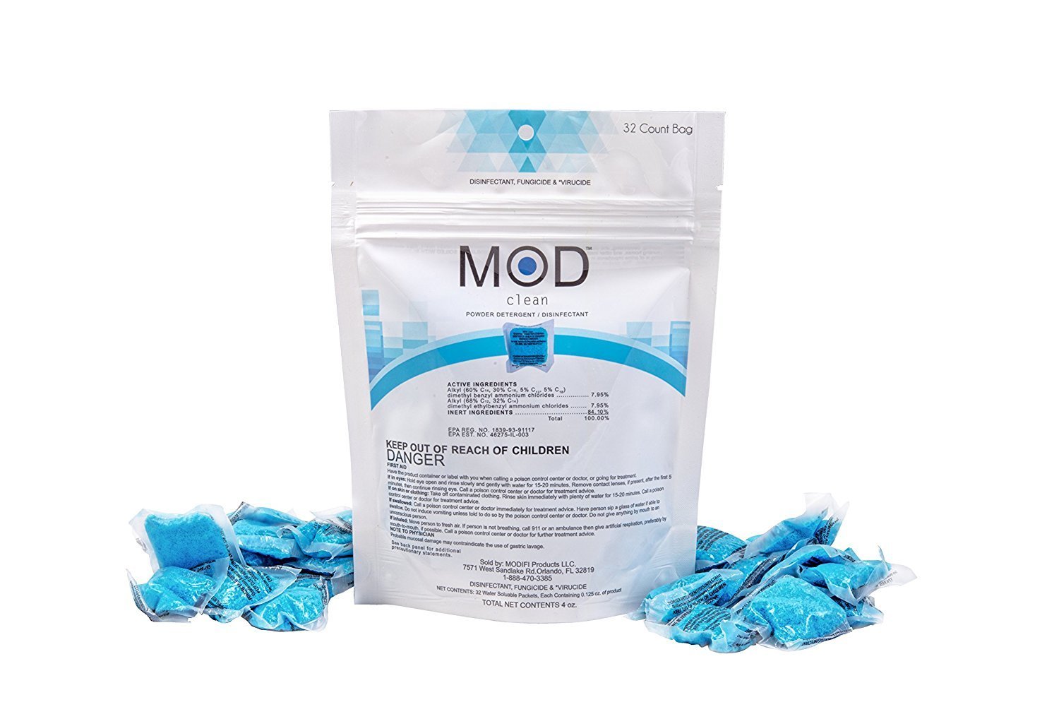 MOD Clean Disinfectant Pods | Antibacterial Cleaning Tablets for Laundry, Dishwasher & Household Surfaces | Eliminates 99.9% Germs | Ideal for Home, Gym & Travel Use